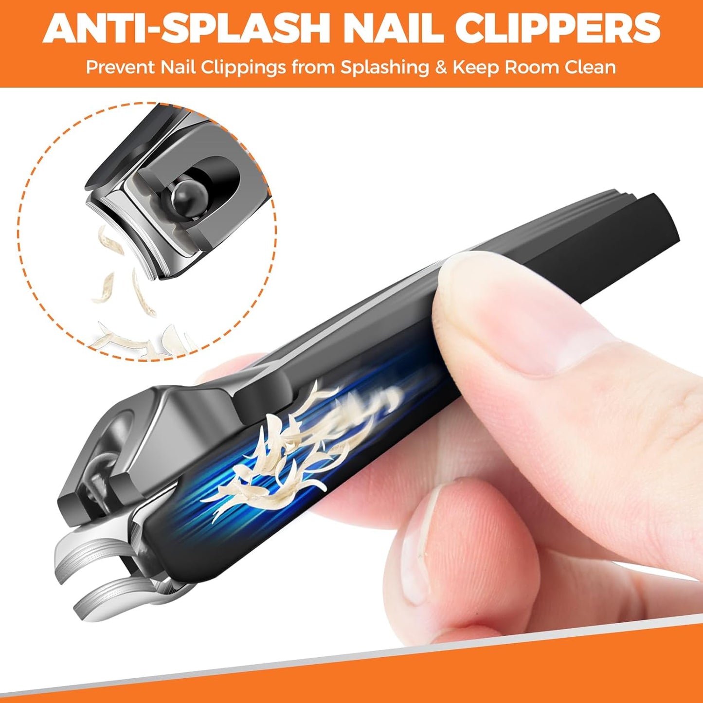 Toenail Clippers for Seniors Thick Toenails, DRMODE Heavy Duty Toe Nail Clippers for Men Thick Ingrown Nails with Wide Opening, Large 360 Degree Rotary Anti-Splash Finger Nail Clippers Adult w Catcher