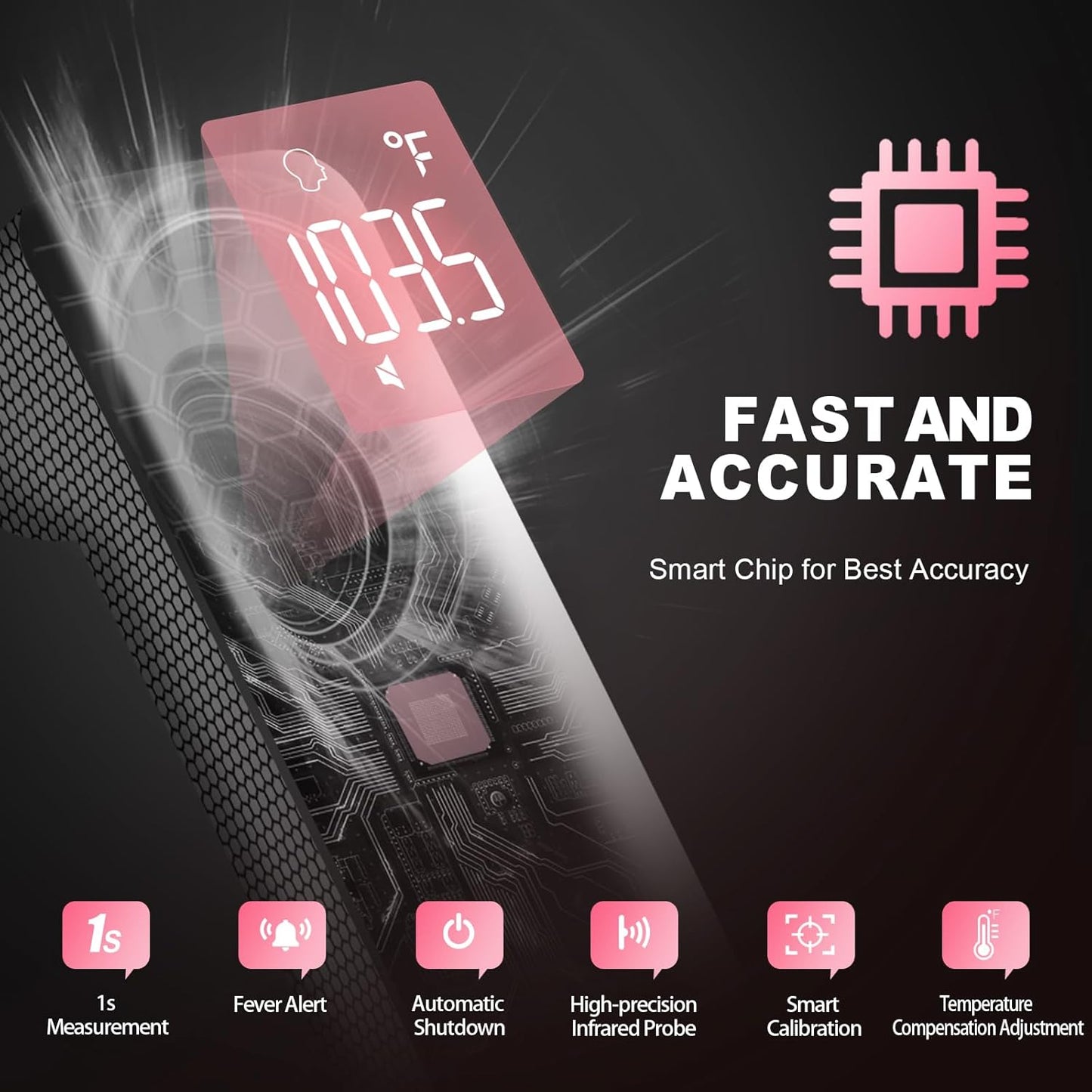 No-Touch Thermometer for Adults and Kids, Digital Accurate Baby Thermometer with Fever Alarm, 1 Second Fast Result, Easy to use, 2 in 1 Mode