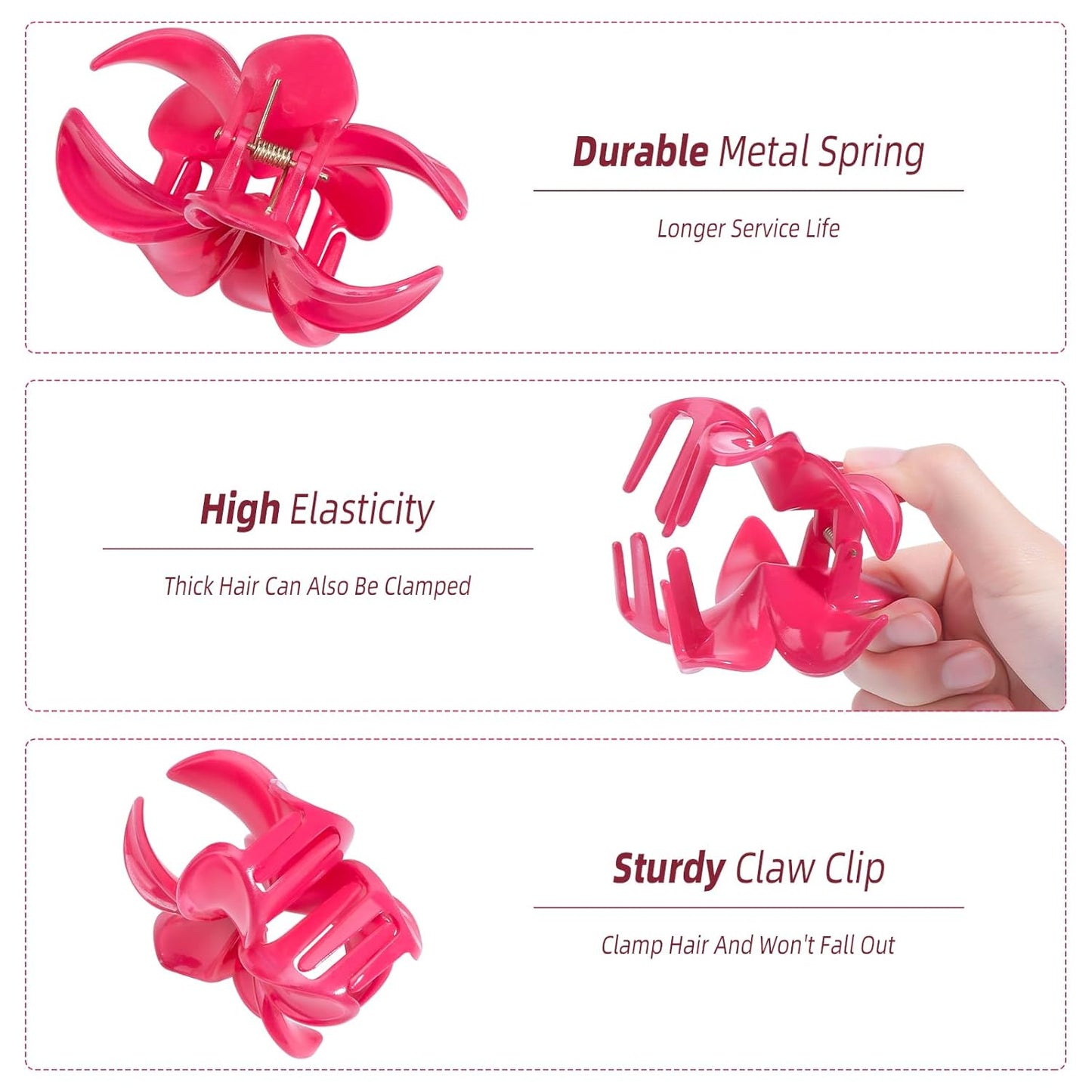 Hawaiian Flower Hair Claw Clip for Women 6 PCS Plumeria Flower Hair Clips for Thick Thin Hair Hawaii Hair Accessories - Glossy 2