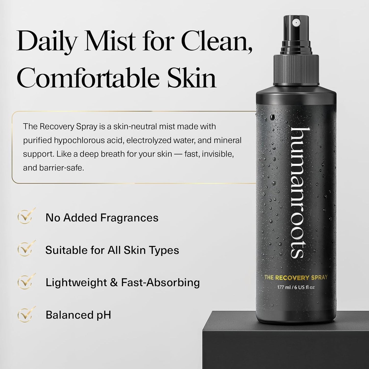 Hypochlorous Acid Spray for Face – Face Mist Toner with Electrolyzed Water (6oz), Lightweight Hydrating Recovery Spray for All Skin Types – Non-Comedogenic Formula, No Added Fragrances