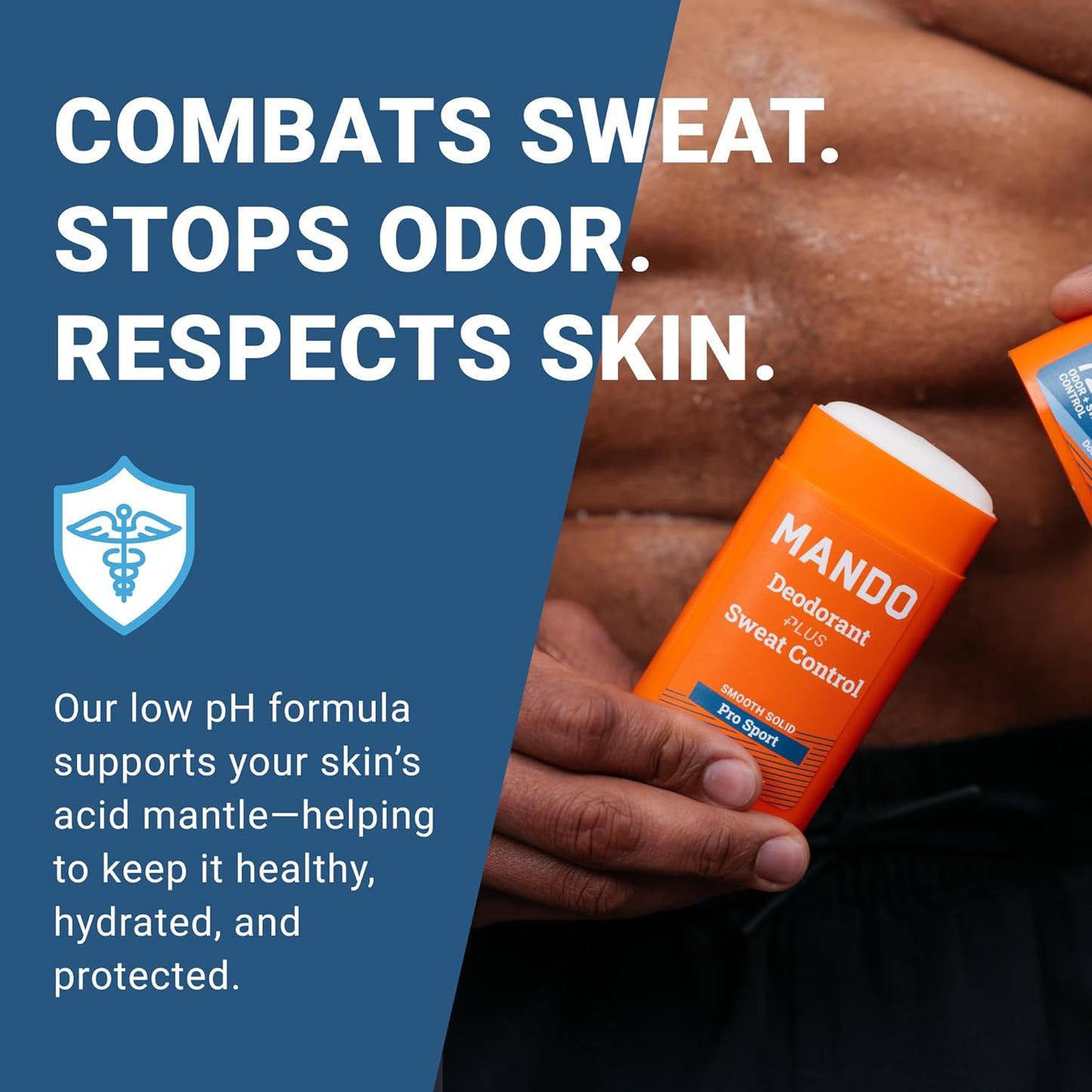 Mando Antiperspirant Deodorant Sweat and Odor Control for Men – Extra Strength Smooth Solid Stick – 72 Hour Performance – Baking Soda Free – 2.6 oz – 3 Pack – Bourbon Leather, Pro Sport, Mt Fuji