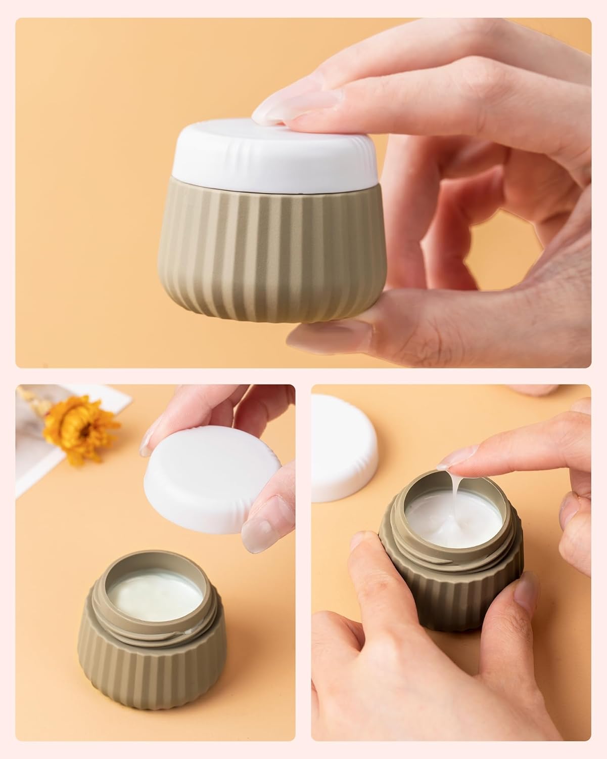 Travel Containers for Toiletries 4 Pack, TSA Approved Travel Size Toiletries, Travel Size Containers, With Clear Bag Leak Proof Silicone Jars, Travel Essentials Creams Jars Carrying Small Items