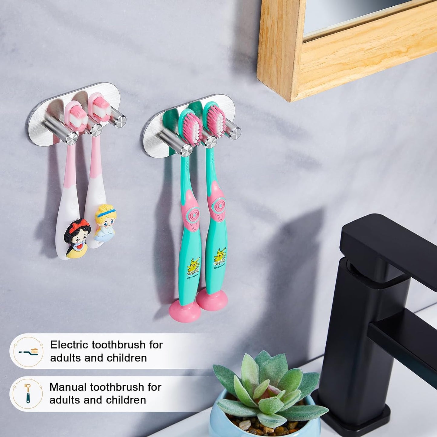 Electric Toothbrush Head Holder for Bathroom Shower, Toothbrush Holders Wall Mounted, Tooth Brushing Holder, Self Adhesive Toothbrush Storage Organizer Toothbrush & Razor Holder (Small)