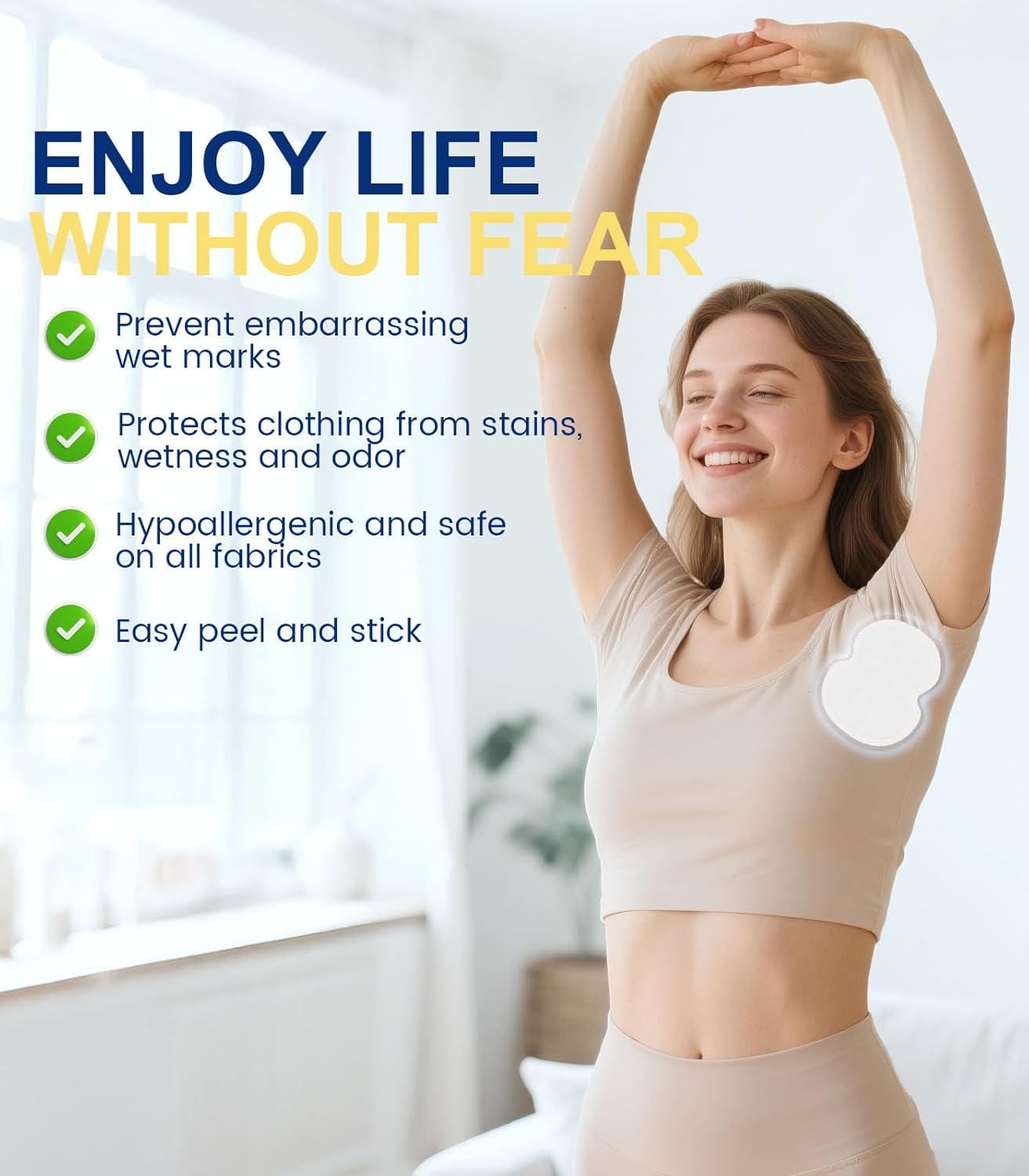 Large Underarm Sweat Pads for Women and Men Fight Hyperhidrosis 100 PCS, Comfortable Unflavored, Non Visible, Extra Adhesive, Disposable, Sweat Free Armpit Protection