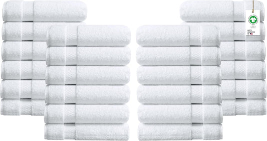 Delara 100% Organic Cotton Towels 650 GSM Plush Feather Touch Quick Dry Wash Cloth, Pack of 24 GOTS Certified, Oeko-Tex Green Certified, Organic Cotton Wash Cloth, 13"X13"