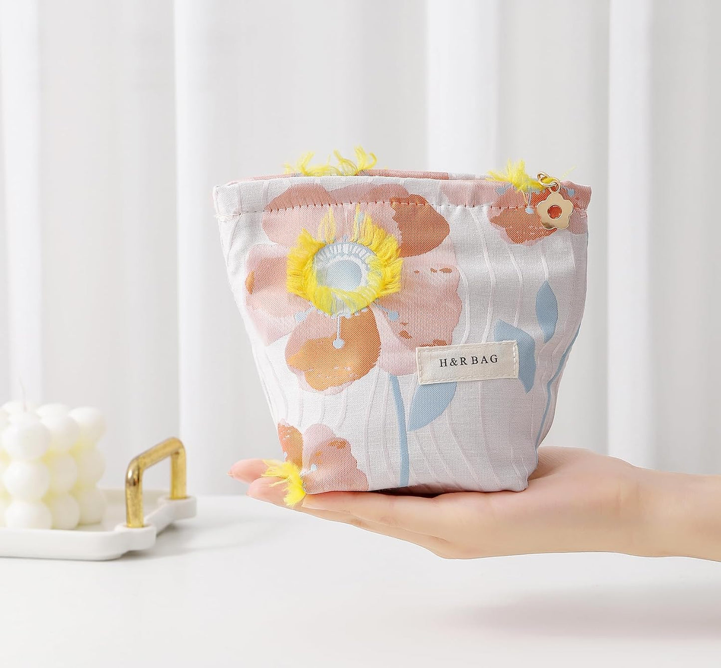 2 Pcs Makeup Bags, Large Cosmetic Bag Travel Toiletry Bag Organizer for Women, Embroidery Craft, Floral Makeup Bag Small Cosmetic Pouch Purse with Zipper Gifts for Girls Teen