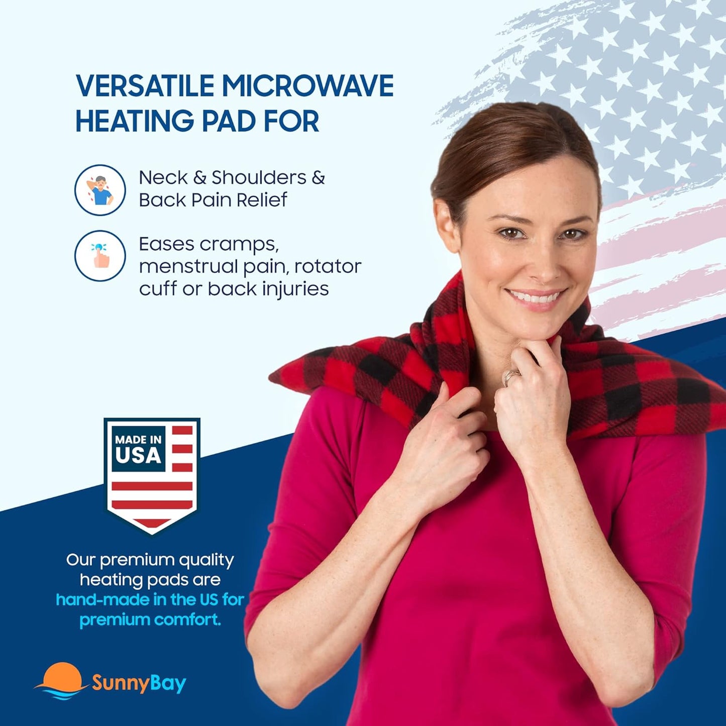 SunnyBay Extra Large Microwave Heating Pad, Microwavable Heavy Weighted Full Body Moist Hot or Cold Pack and Washable Fleece Cover, 10x24 Inches, 2.8 lbs, Made in USA, (Buffalo)