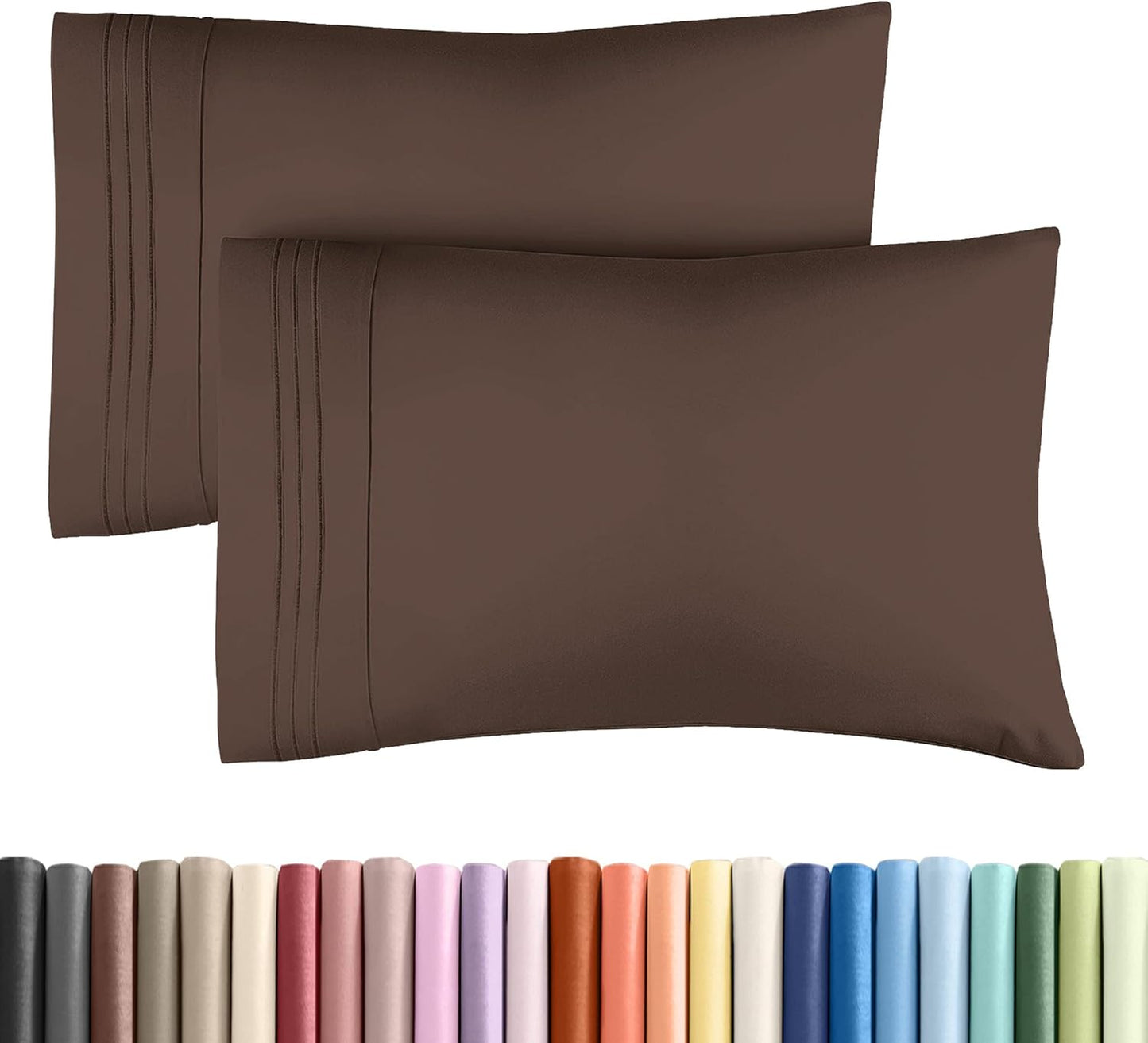 King Pillow Cases Set of 2 - Ultra Soft Hotel Quality Pillowcase Covers - Comfy, Cozy & Wrinkle Free - Shrinkage, Stain and Fade Resistant - Machine Washable Pillow Protectors - 2 Piece Set - Brown