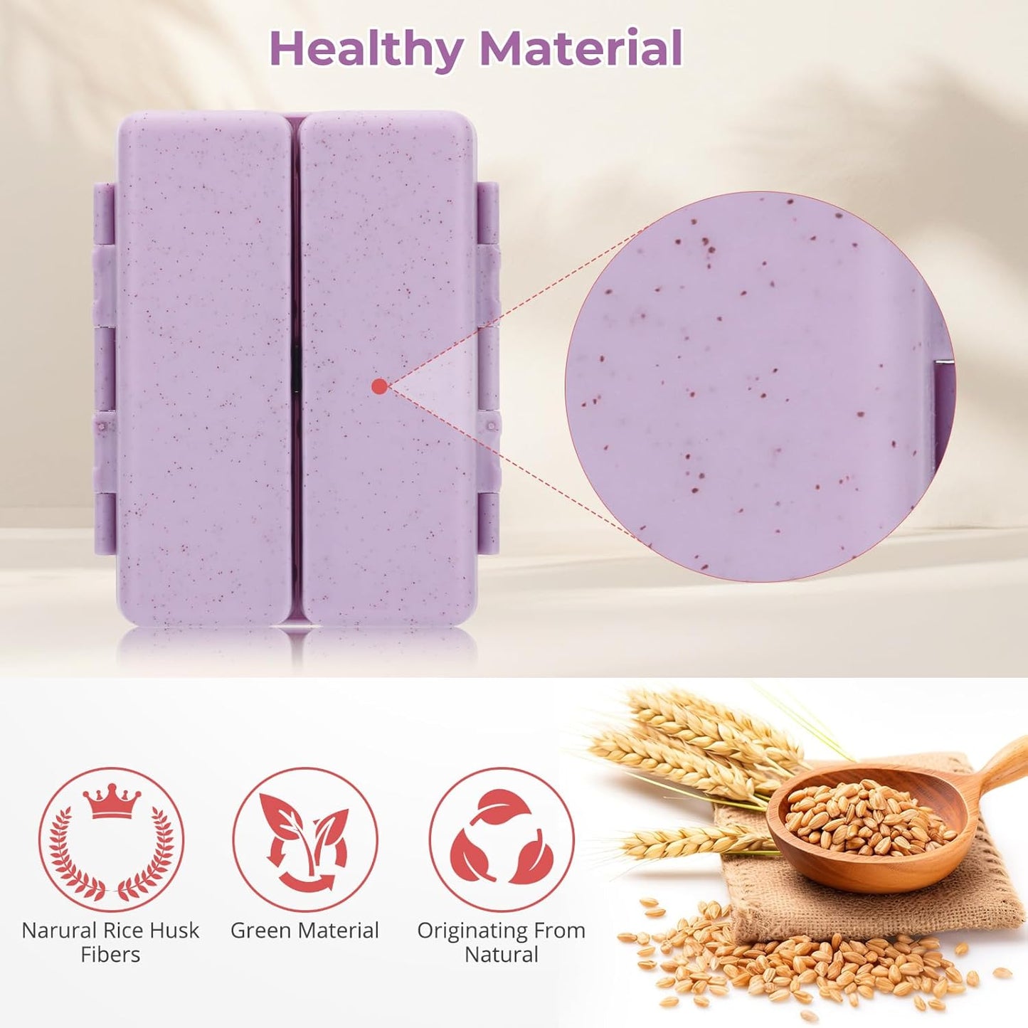 Zentiky Small Daily Pill Organizer with Labels, Medicine Pill Organizer Fit with Your Purse or Pocket for Travel to Hold Vitamin, Fish Oil, Supplement,Cotton Swabs, Bandages or Jewelry-Purple