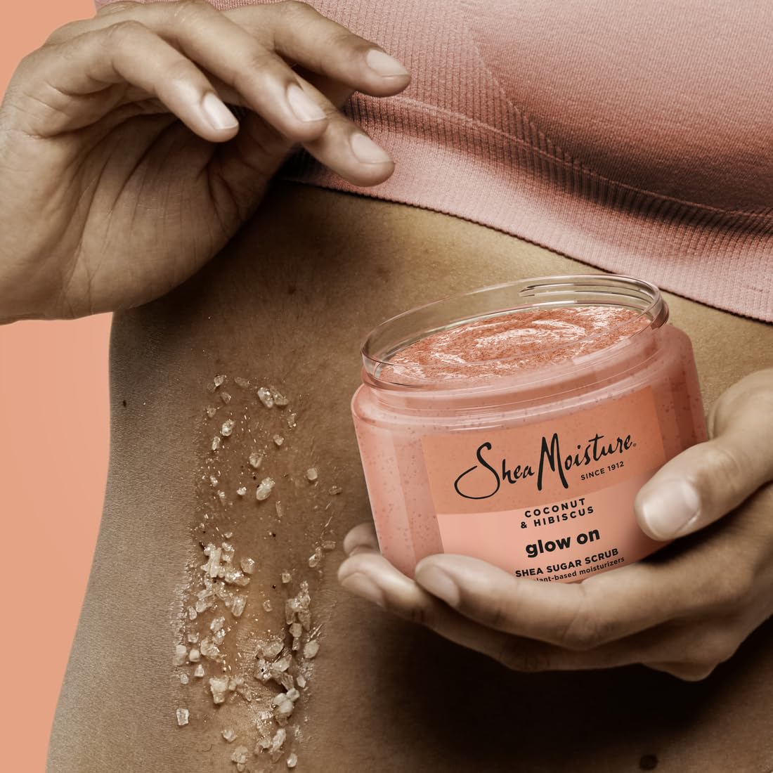 SheaMoisture Shea Sugar Body Scrub For Glowing Radiance Coconut Hibiscus Glowing Radiance Body Scrub With 24h Shea Moisture Nutrients 12 oz