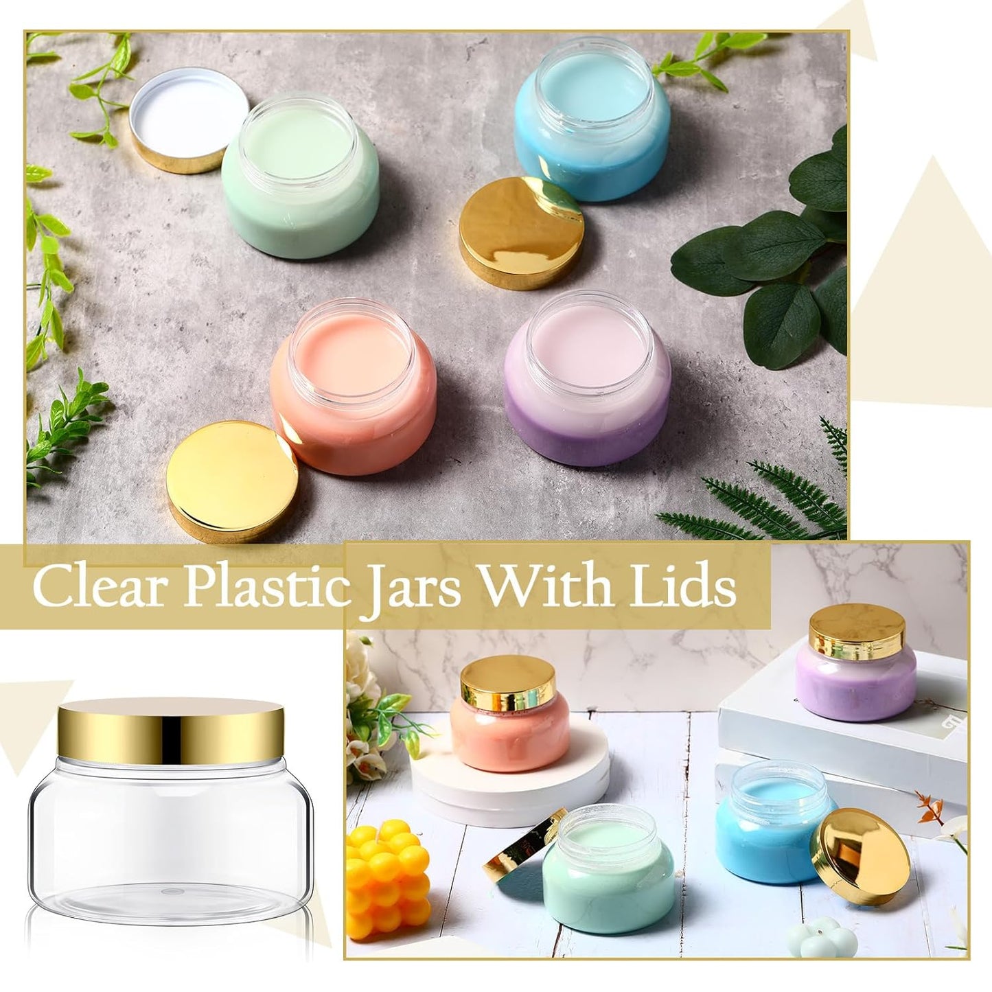 Mumufy Clear Plastic Jars with Lids Round Plastic Containers Empty Travel Containers for Creams Refillable Cosmetic Jars for Lotions Body Scrub Body Butter(48 Pcs,8 oz)