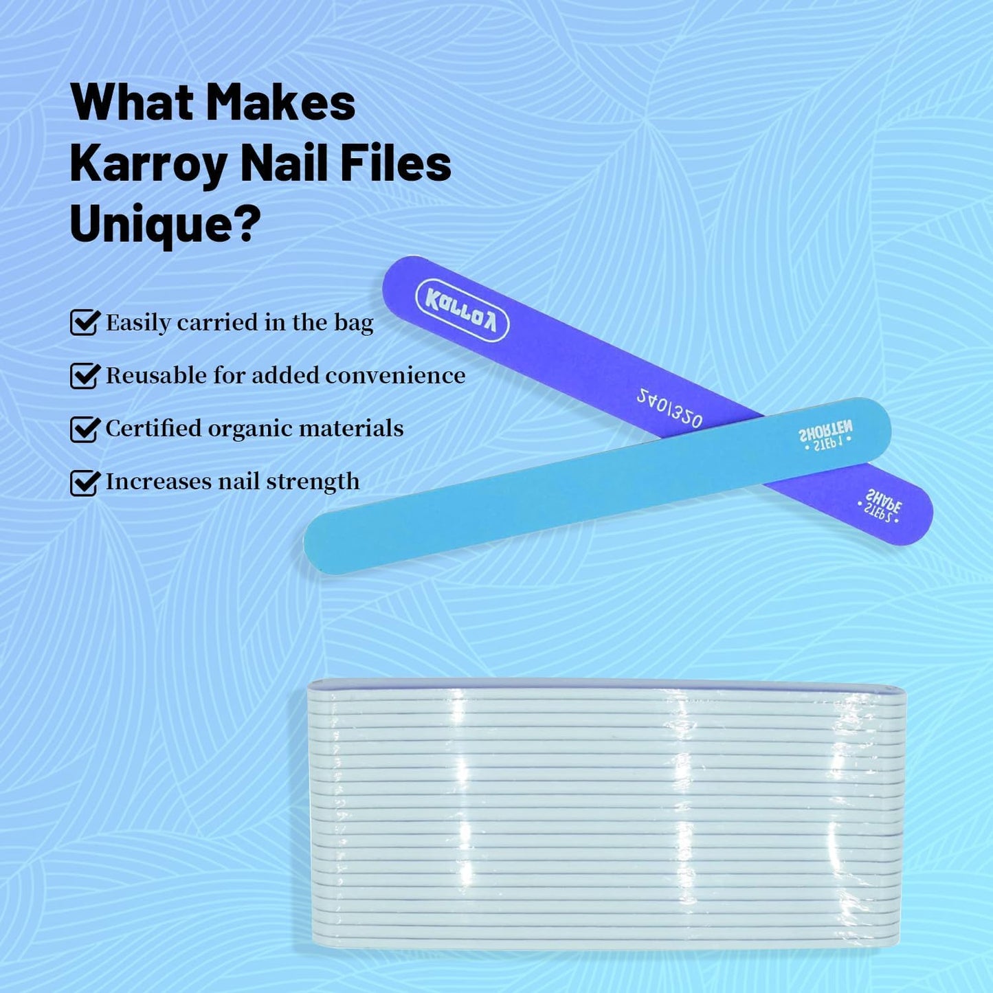 Nail File and Buffer for Natural Nails Dual Sided 2 Steps Shorten and Shape Nail Tools 20pcs 240/320 Grit