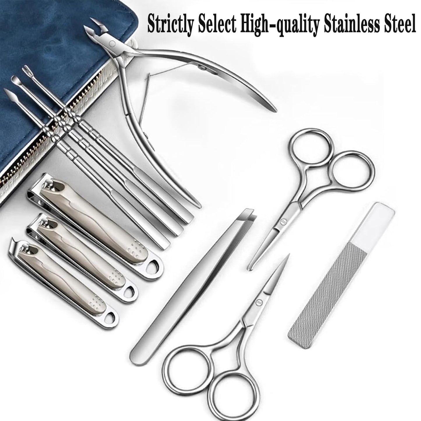 Manicure Set,Professional Nail Care Manicure Pedicure Kit,11 in 1 Stainless Steel Nail Clipper Set Grooming Tool with Exquisite Leather Travel Case for Men&Women