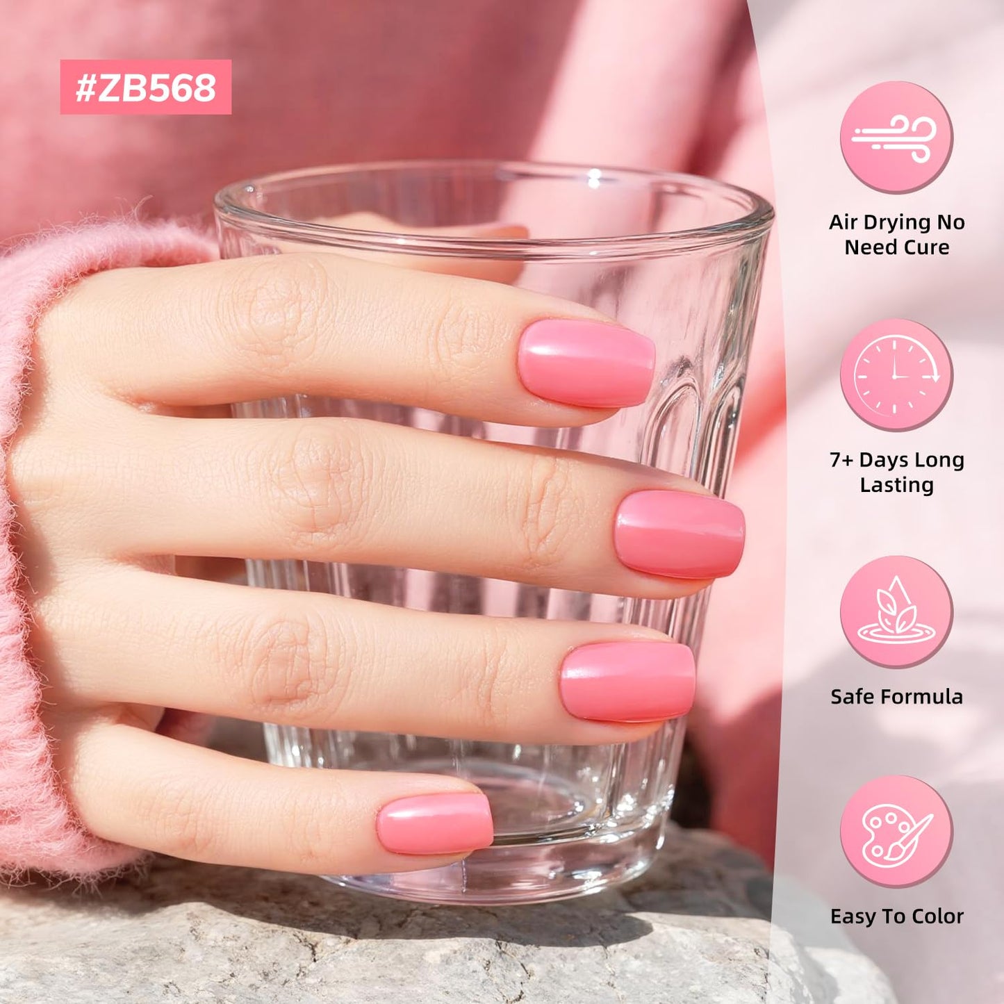 10ml 6 Colors Red Rose Pink Nail Polish Set Romantic Color Series Nail Polish Quick Dry Long Lasting Valentine's Day Gift for Her