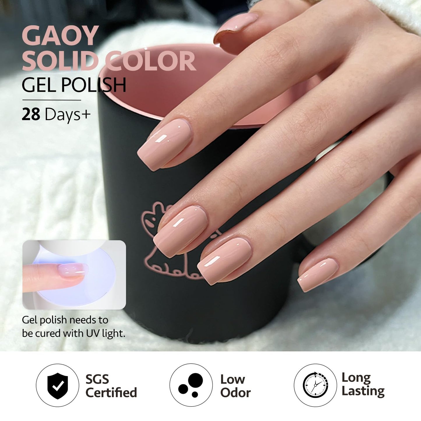GAOY Macaron Nail Gel Polish Set Including Peach Pink Nude Shades, Sweet Minimalist Creamy Colors, Opaque Long Lasting Gel for Home & Salon Manicure