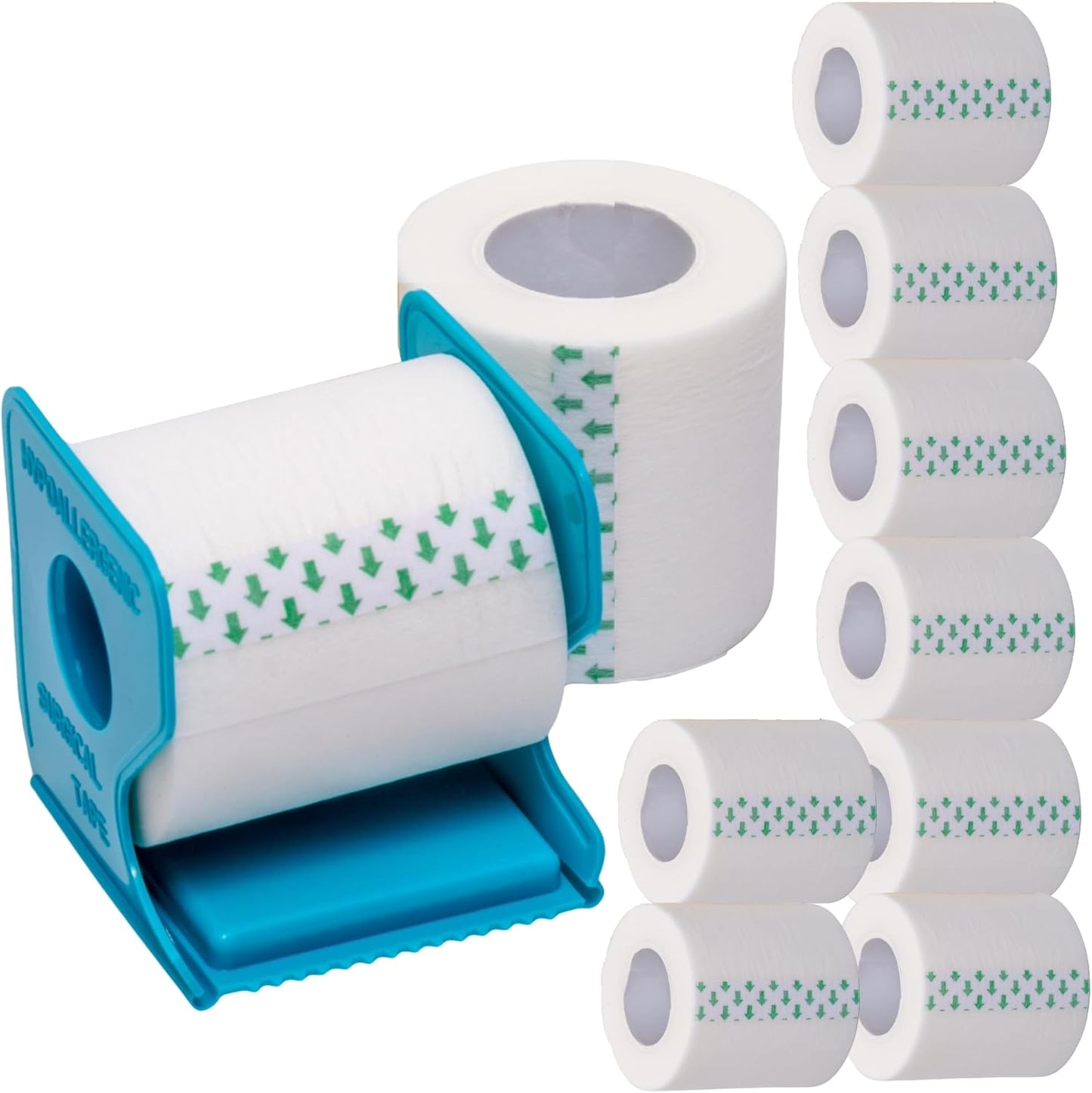 Paper Medical Tape with Dispenser 2"x10 Yards for Medical First Aid [10 Rolls + Dispenser] Lightweight Breathable Microporous Adhesive Latex Free Hypoallergenic Bandage and Wound Dressing Tape (10)