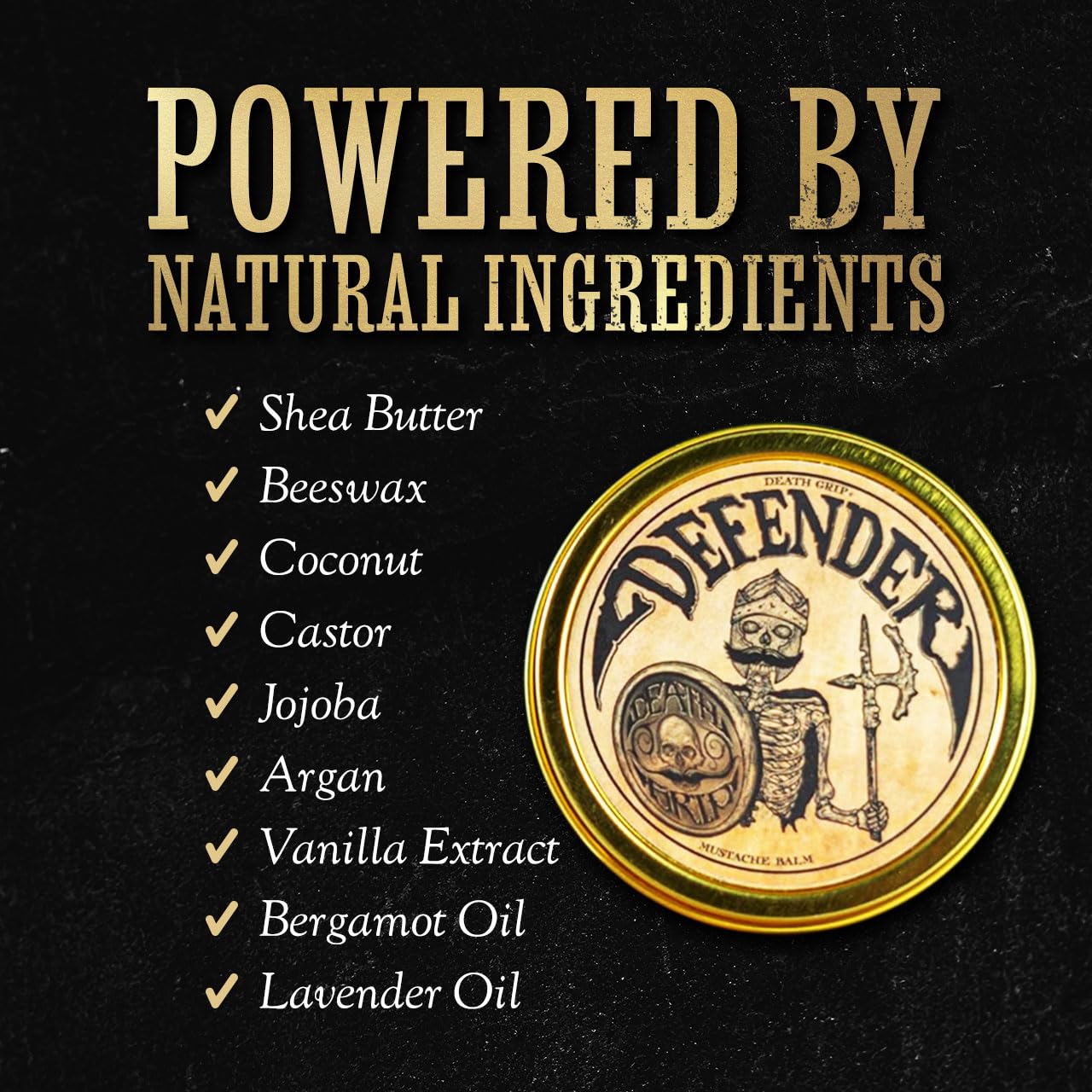 Mustache Balm for Men – Light to Medium Hold Beard & Moustache Wax – Natural Styling & Conditioning Grooming Kit – Soften & Shape Facial Hair 2oz – Death Grip