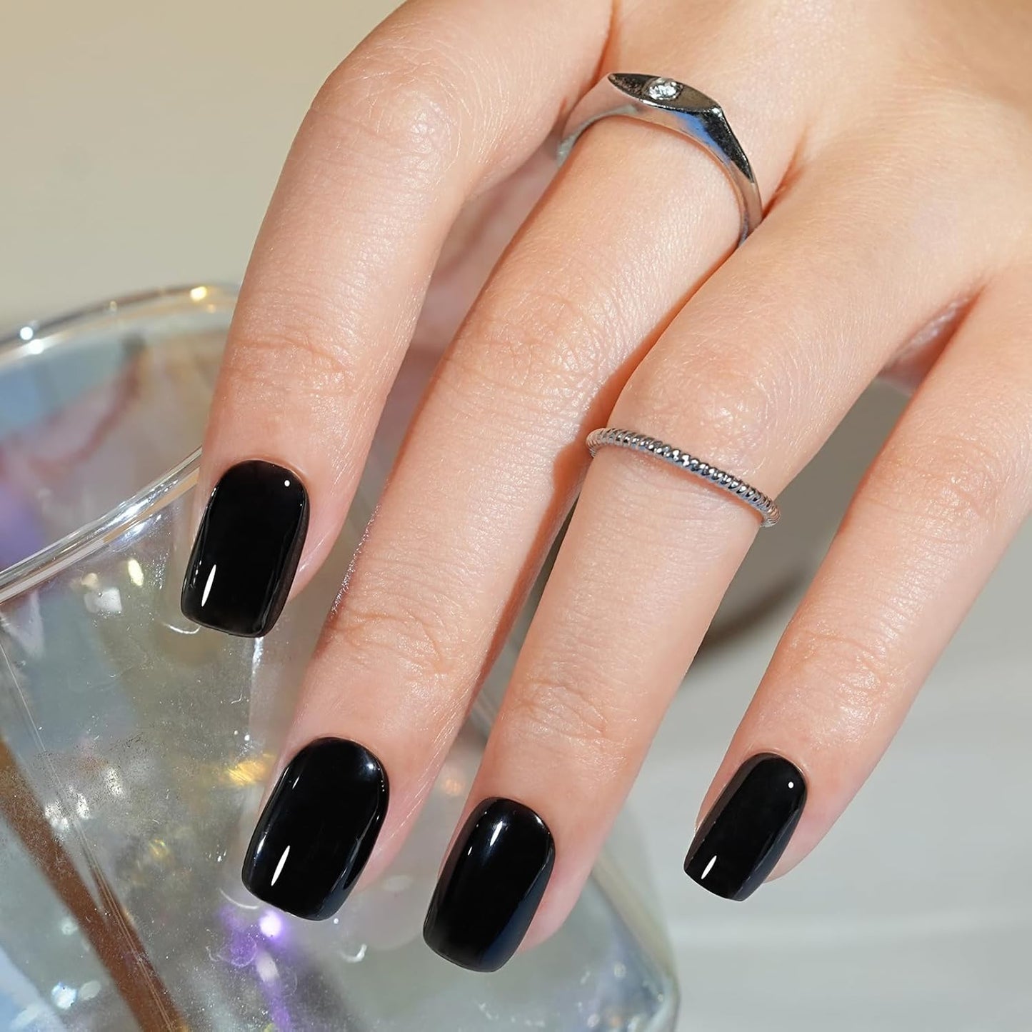 Jofay Fashion Black Gel Polish - All-in-One Step Black Nail Polish 10ml Soak Off LED/UV Lamp DIY Salon Manicure at Home Long Lasting Glossy Finish Home Nail Salon Gift for Women & Girls (0.33 Fl Oz)