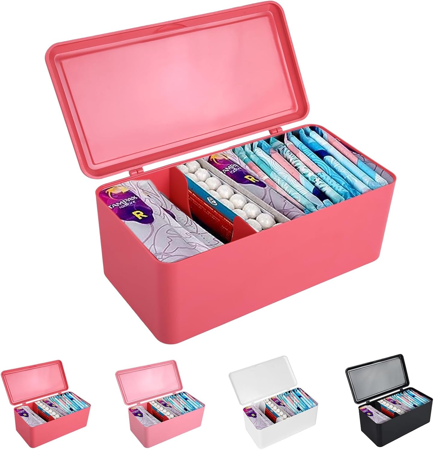 pad and tampon organizer for bathroom,Sanitary Napkin Holder, Pad and Tampon Organizer for Period, Sanitary Napkin Storage Container, Pink