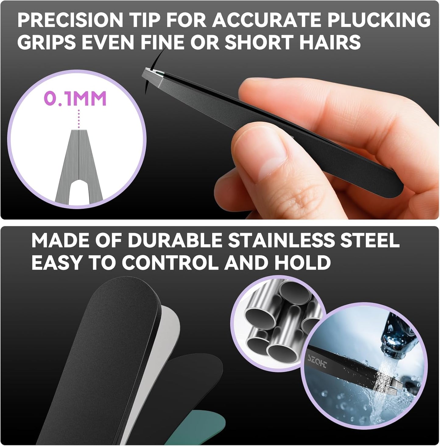 Professional Tweezers Set for Eyebrows – 4PC Precision Stainless Steel Tweezers Kit with Slant, Pointed & Flat Tips – Eyebrow Hair Removal Tool for Women & Men – Eco-Friendly Paper Tube Packaging