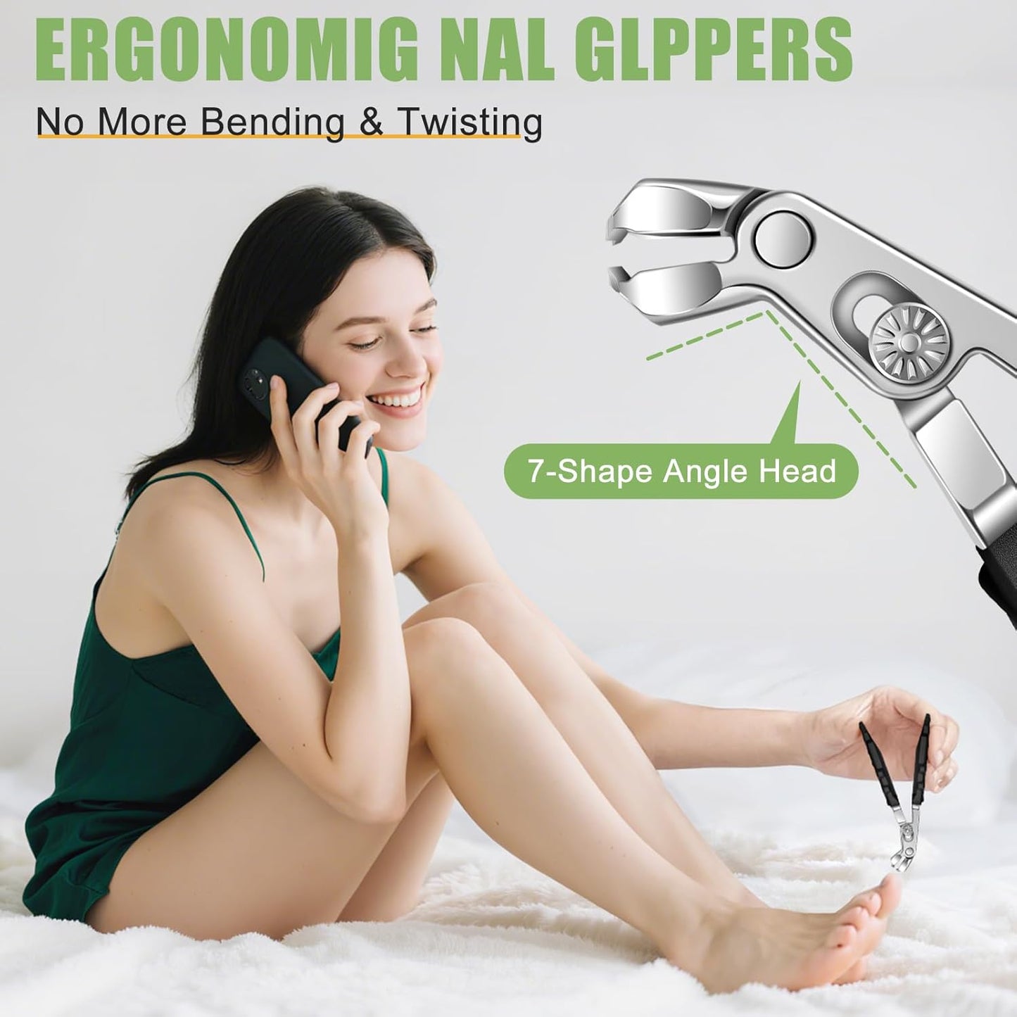 Toenail Clippers for Thick Toenails, Angled Head Large Toe Nail Clippers for Thick Nails for Men, Heavy Duty Slanted Nail Clippers with Wide Jaw, Ingrown Toenail Clippers with Long Handle