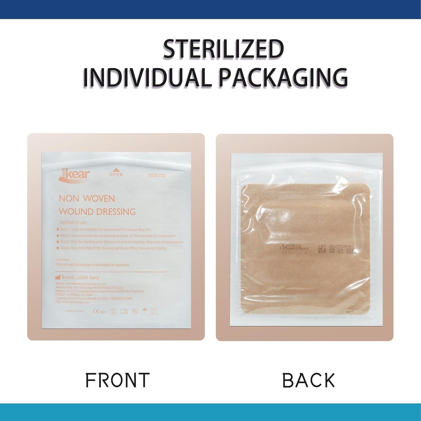 6"X6" 20 PCS Extra Large Sterile Nude Island Dressing Bandage for Wound - Self-Adhesive Boarded Gauze Pads - Latex Free - Medical Grade (Nude, 6"X6"-20PCS)