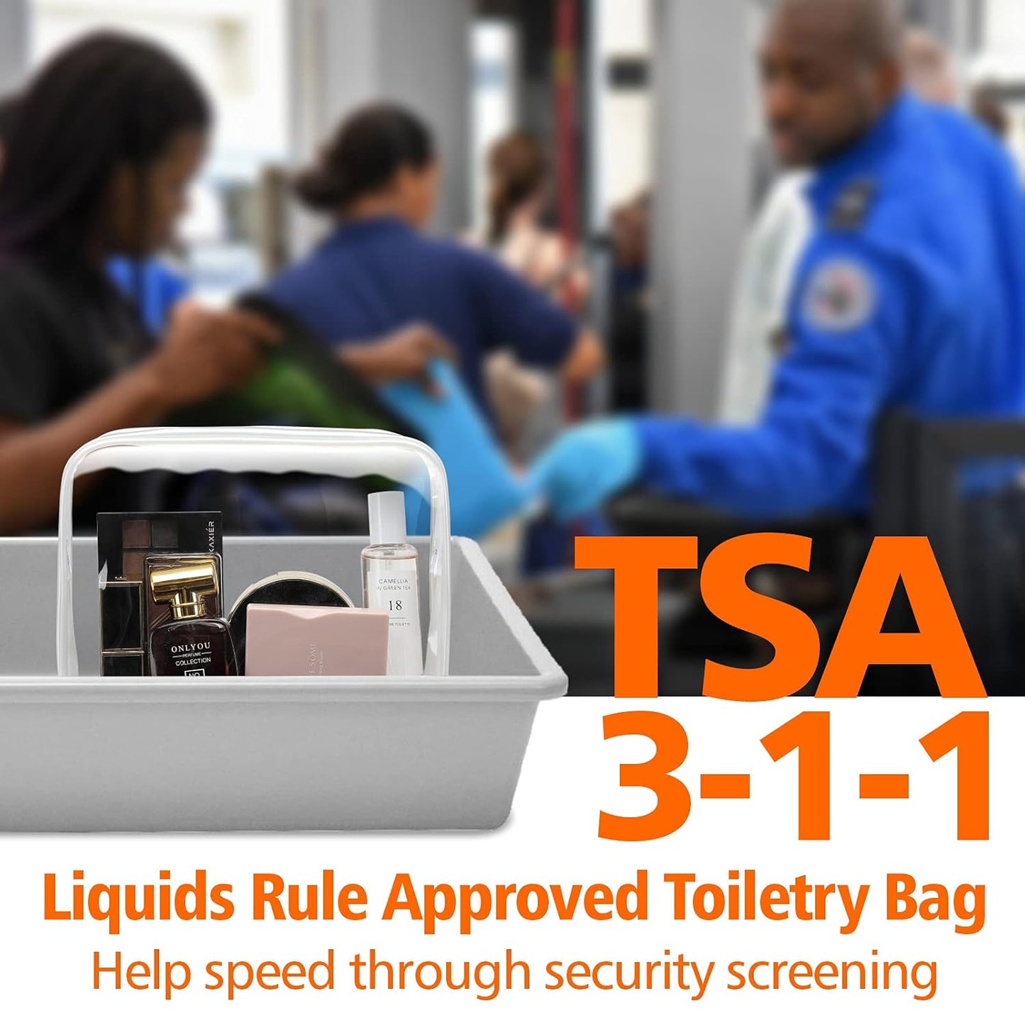 PACKISM Clear Toiletry Bag - 3 Pack TSA Approved Toiletry Bag Quart Size Bag, Travel Makeup Cosmetic Bag for Women, Carry on Airport Airline Compliant Bag, White