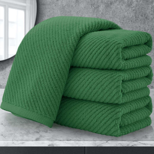 Green Hand Towels for Bathroom (4PC, Large 18"x28") - 100% Cotton | Quick Dry | Light Weight | Thick | Soft | Absorbency, Hand Towels for Showering, Bathroom Essentials Set, Hunter Green