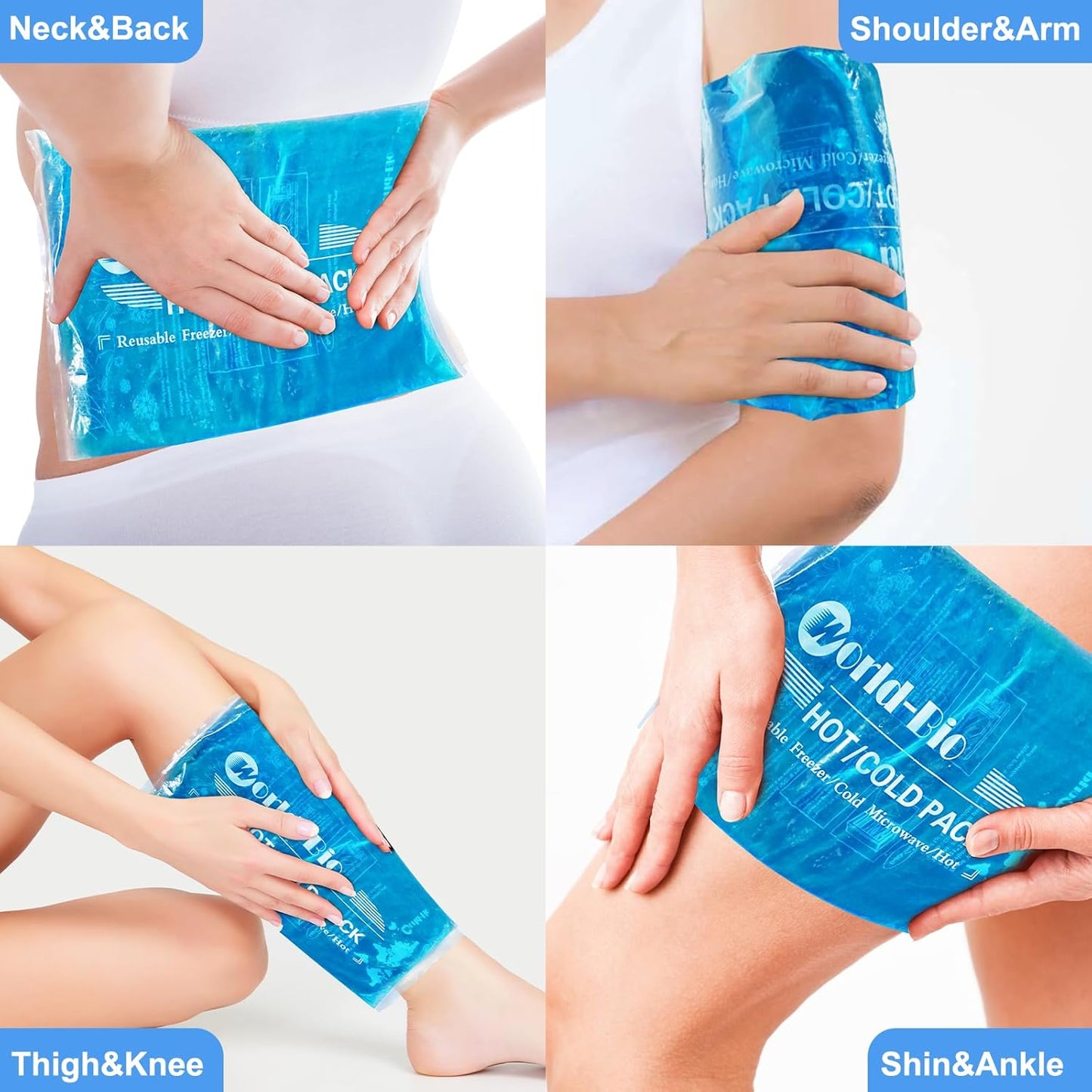 Large Ice Packs for Injuries Reusable Gel(8.3''×12.4''), Flexible Cold Pack for Pain Relief, Hot/Cold Compress Therapy Gel Freezer Pack for Shoulder, Back, Legs, Knee, Surgery, Swelling, Inflammation