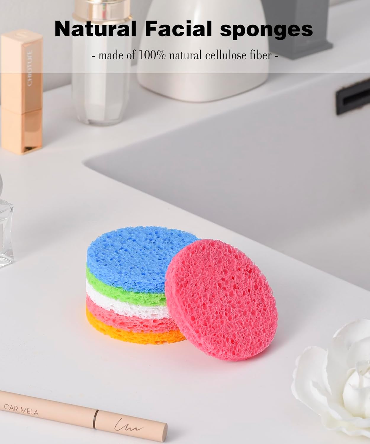 METUUTER 50 PCS Compressed Facial Sponges for Estheticians- 100% Natural Cellulose Face Cleansing Sponge Spa Sponges for Face Cleansing, Massage, Pore Exfoliating, Mask, Makeup Removal
