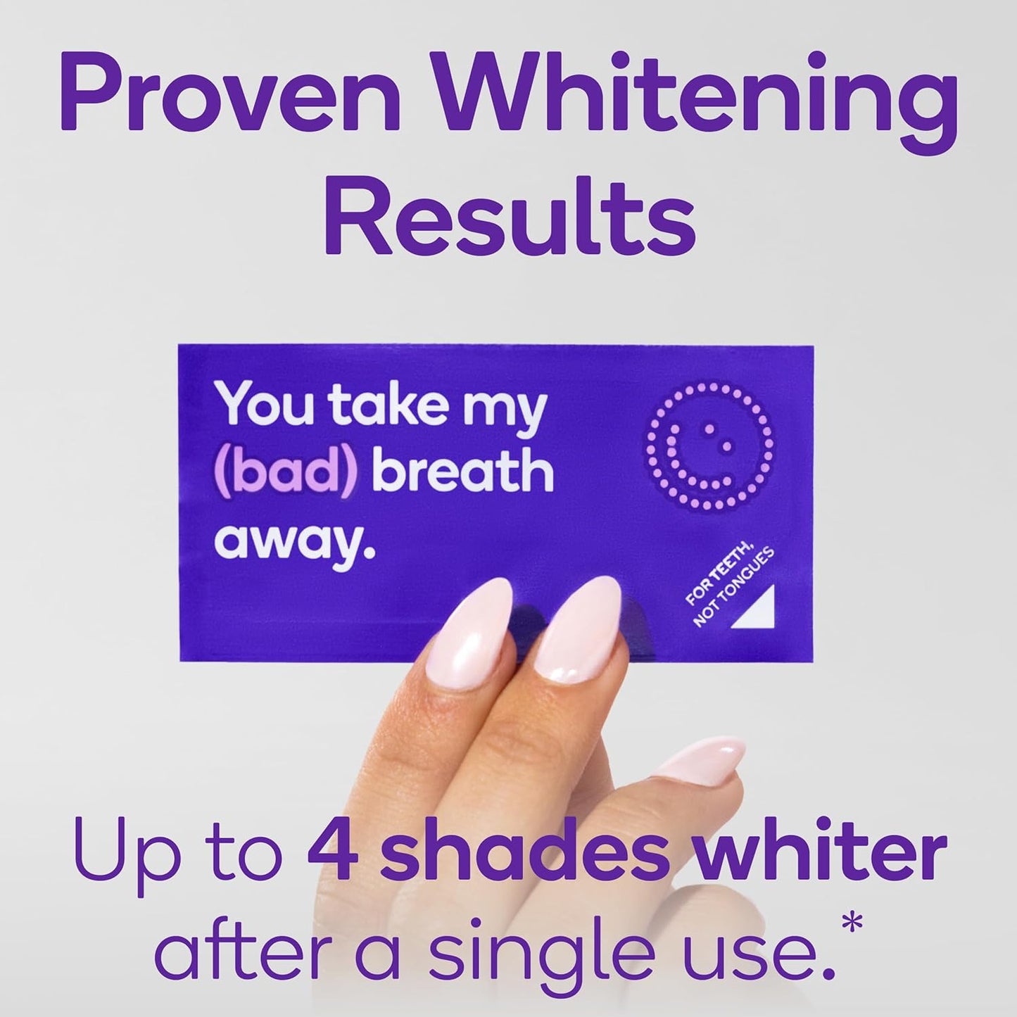Burst Teeth Whitening Breath Strips (Polar Mint/4 Pack) | Kills 93% of Bad Mouth Germs | Up to 4 Shades Whiter in One Use | Easy to Apply/Quick Dissolving