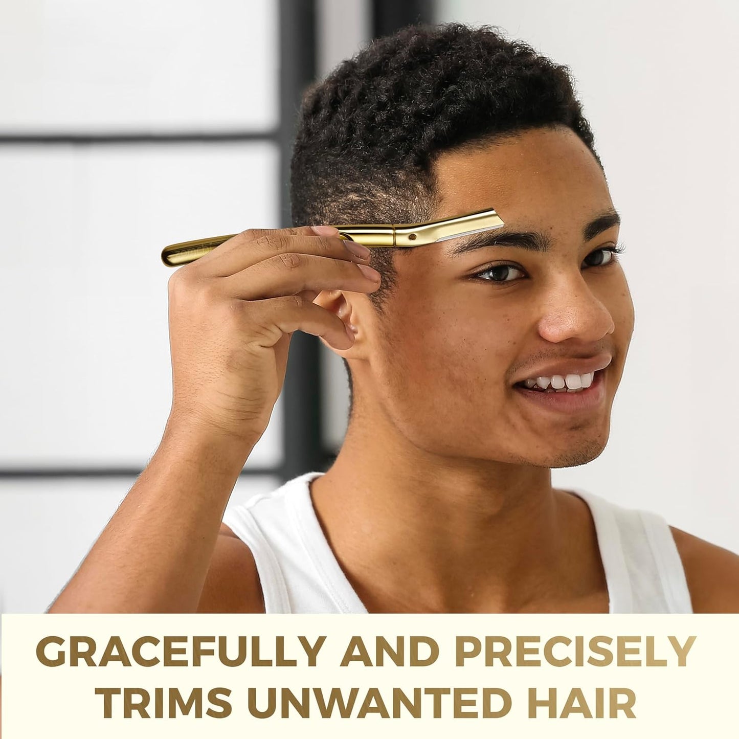 ZOMCHI Dermaplane Razor with 11 Blades for Women & Men, Eyebrow Trimmer with Protective Silicone Cap, Face Razor for Hair Removal - Matte Gold