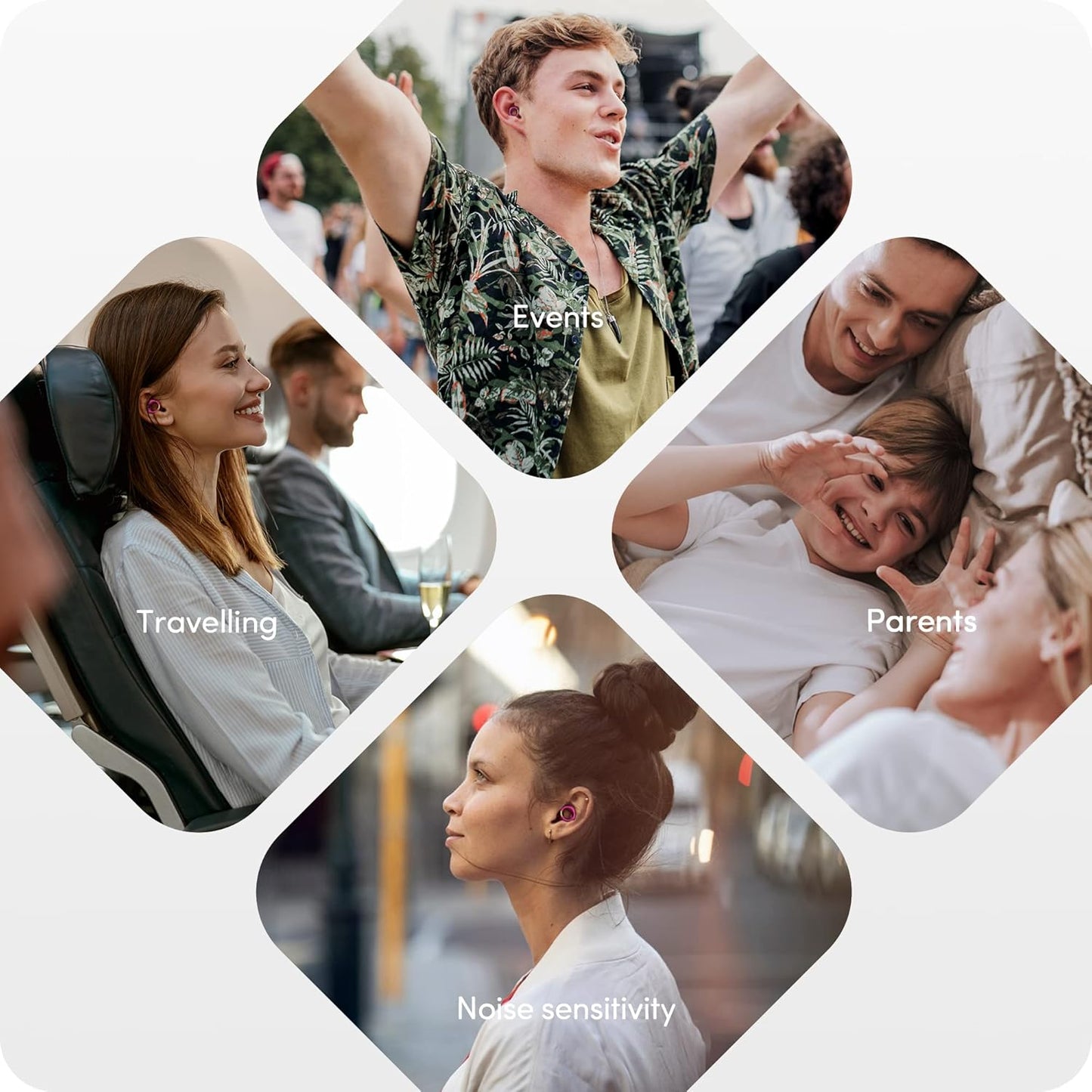 Audree Style Ear Plugs for Noise Reduction, Reusable High Fidelity Earplugs for Concerts, Musicians, Motorcycles, Study, Parent, Party, Flights & Sensitivity, 18-29dB Cancelling, Purple