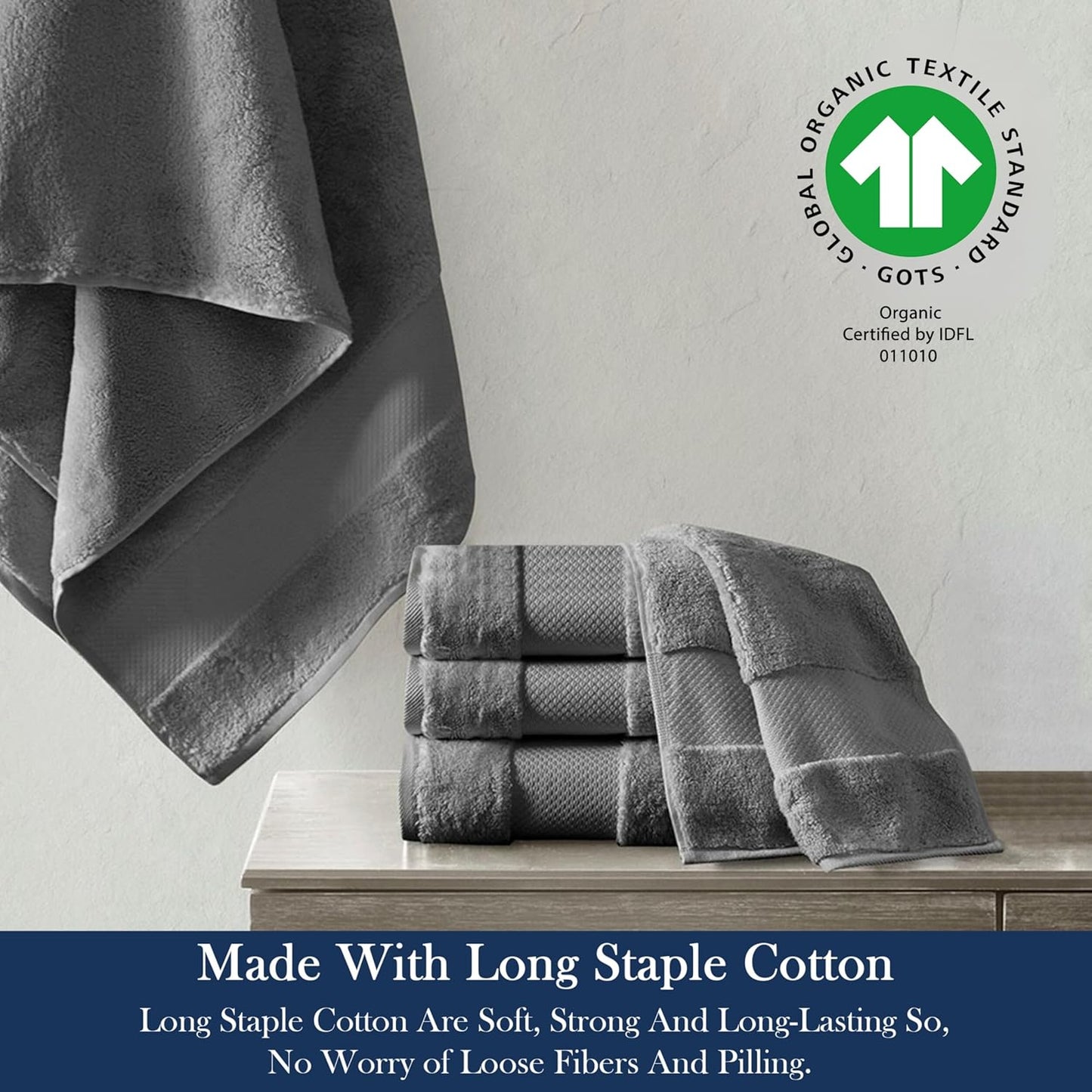 Delara Organic Cotton Luxuriously Plush Bath Towel Pack of 4 | GOTS & OEKO-TEX Certified | Premium Hotel Quality Towels | Feather Touch Technology|650 GSM Long Staple|Soft, Quick Dry & Ultra-Absorbent