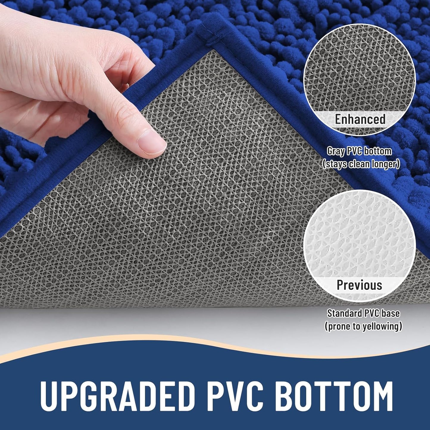 Arotive Luxury Chenille Bathroom Rug Mat, Extra Soft Thick Absorbent Shaggy Bath Rugs, Non-Slip Machine Wash Dry, Plush Bath Mats for Bathroom, Shower and Tub, 47x24, Royal Blue