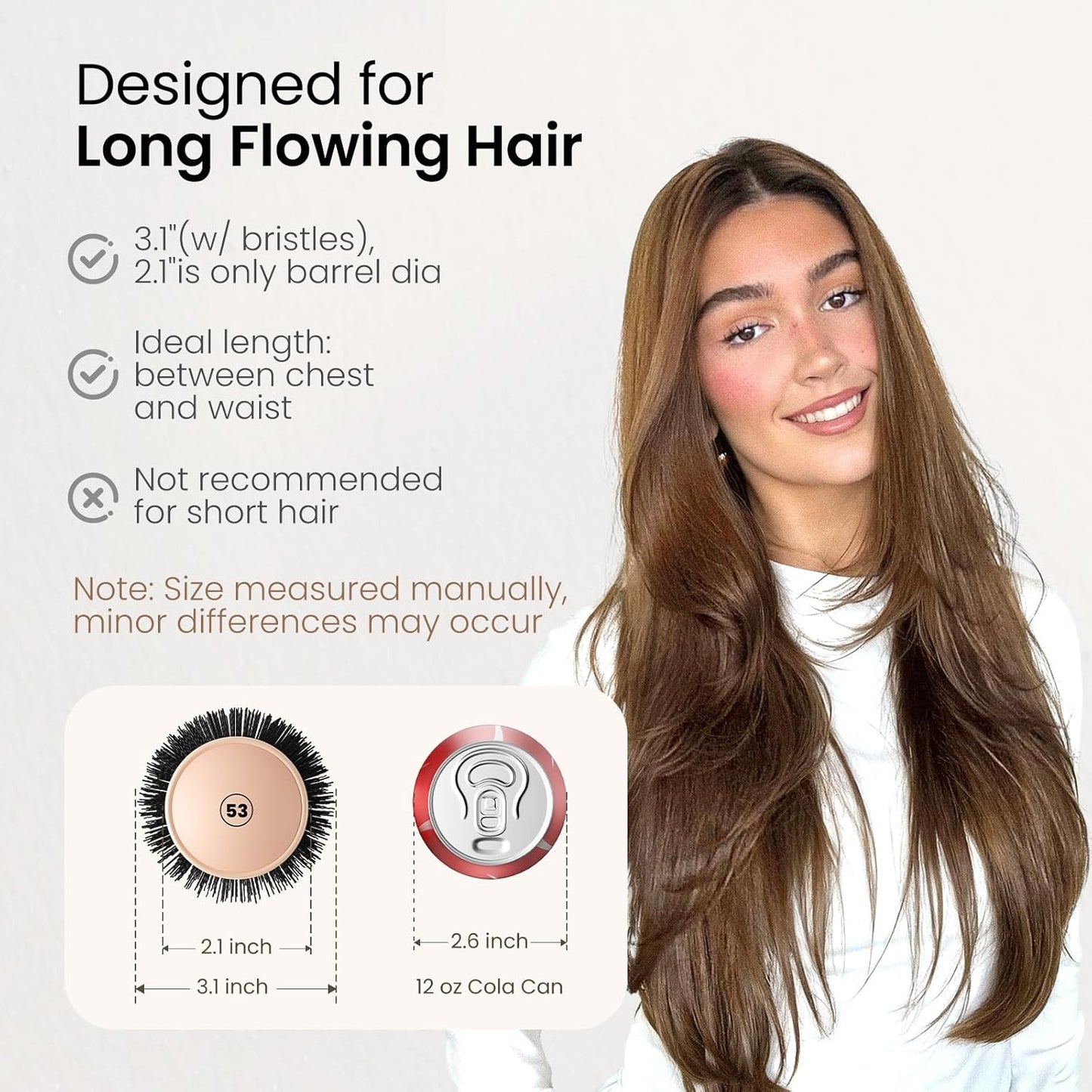 AIMIKE Round Brush for Blow Out, Extra Long Round Hair Brush w/Nano Thermal Ceramic & Ionic Tech, for Blow Drying & Styling, Curling and Shine - Barrel 2.1 inch