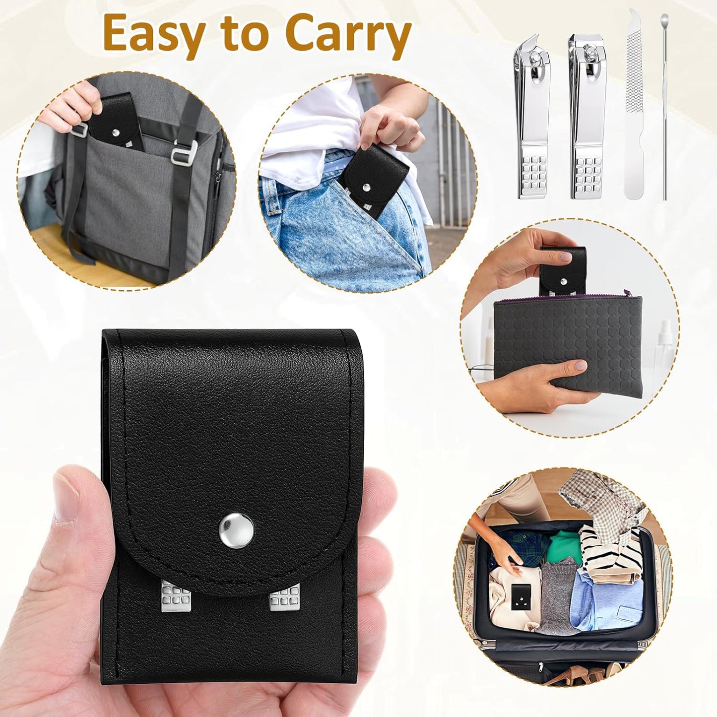 24 Set Travel Nail Clippers Kit Manicure Kit Stainless Steel Pedicure Set with Black Travel Case Portable Grooming Kits Gifts for Men Women Stainless Steel for Gifts Nail Care