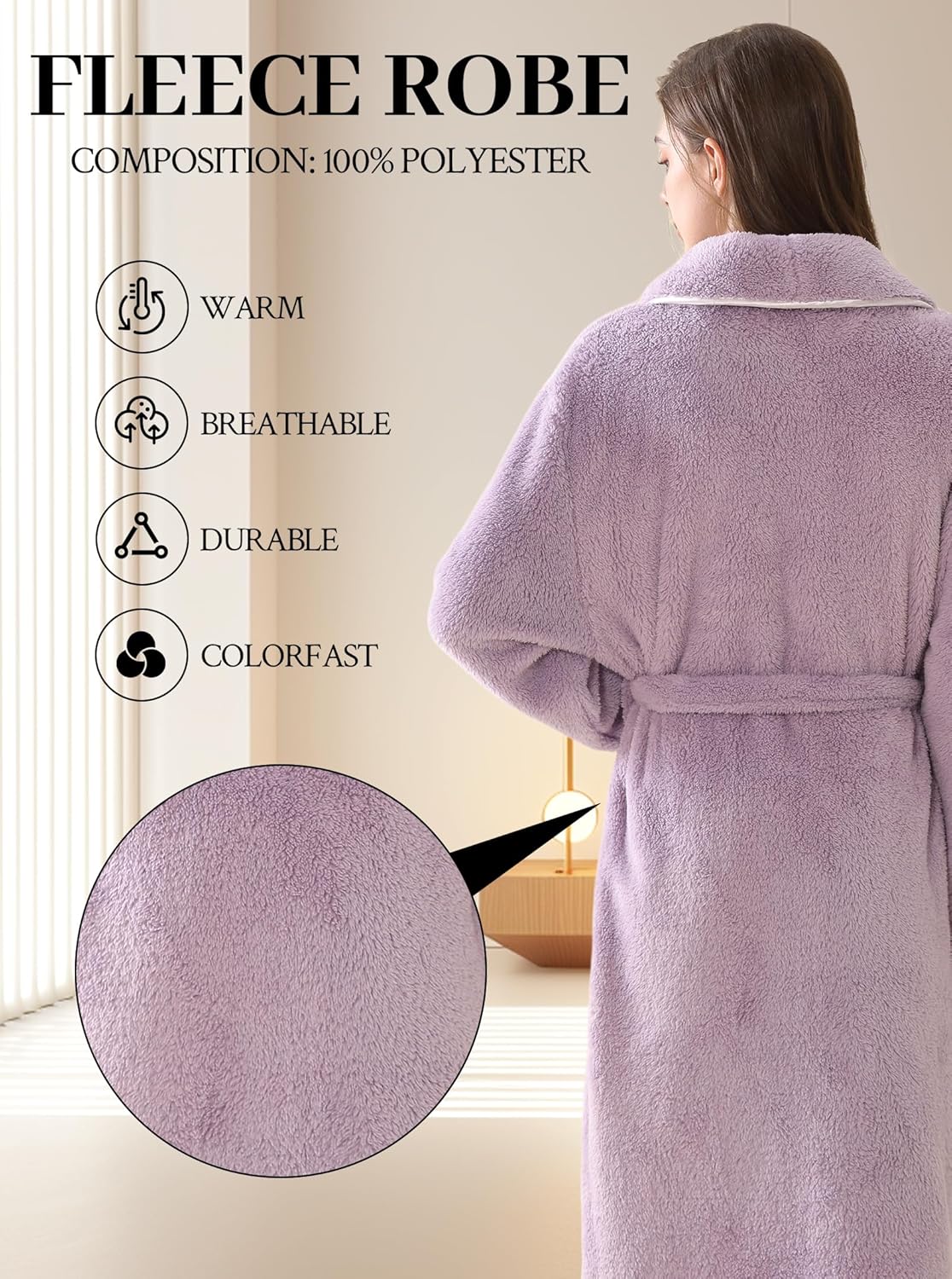 Hellomamma Long Bath Robe for Womens Plush Soft Fleece Bathrobes Nightgown Ladies Pajamas Sleepwear Housecoat