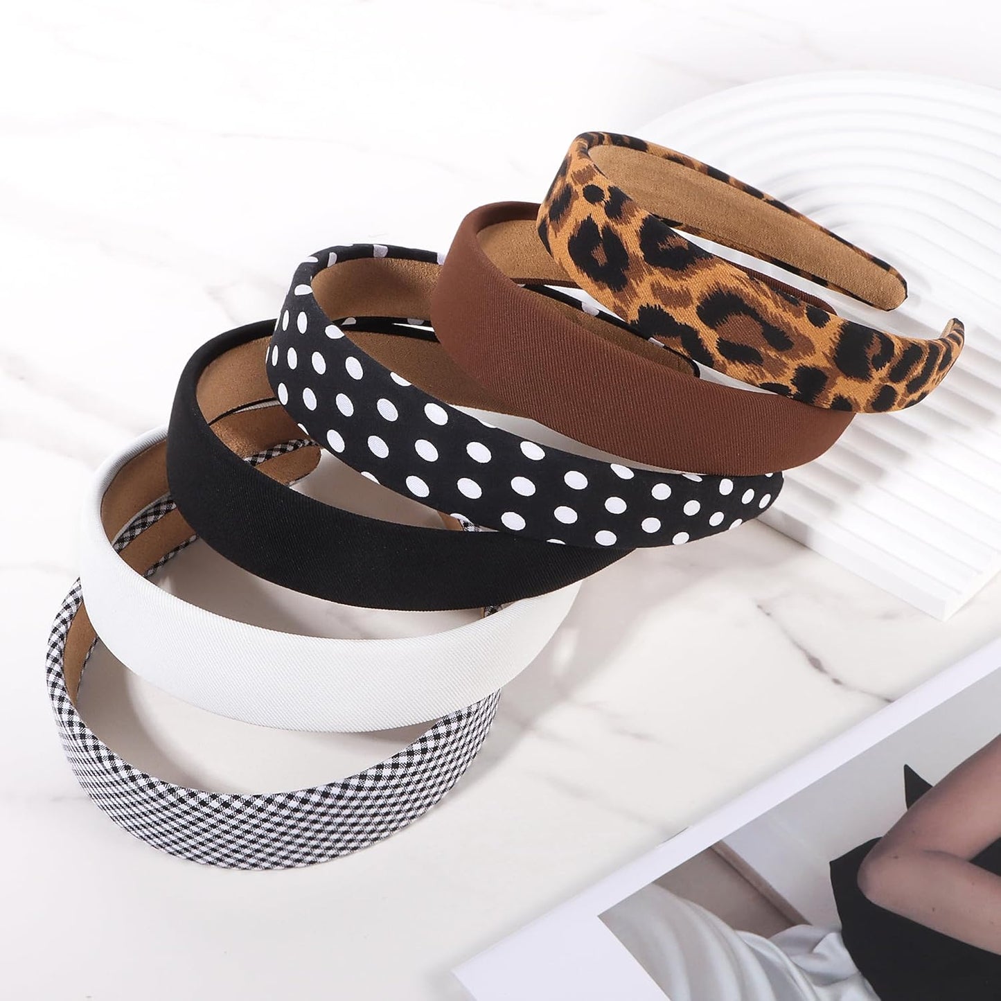 Headbands for Women - 1 Inches Wide Headbands - Solid Color Headband Fashion Hair Accessories- Trendy Women Girls Non Slip Fashion Hair Bands- Thick Elastic Hair Bands for Women's Hair 6PCS