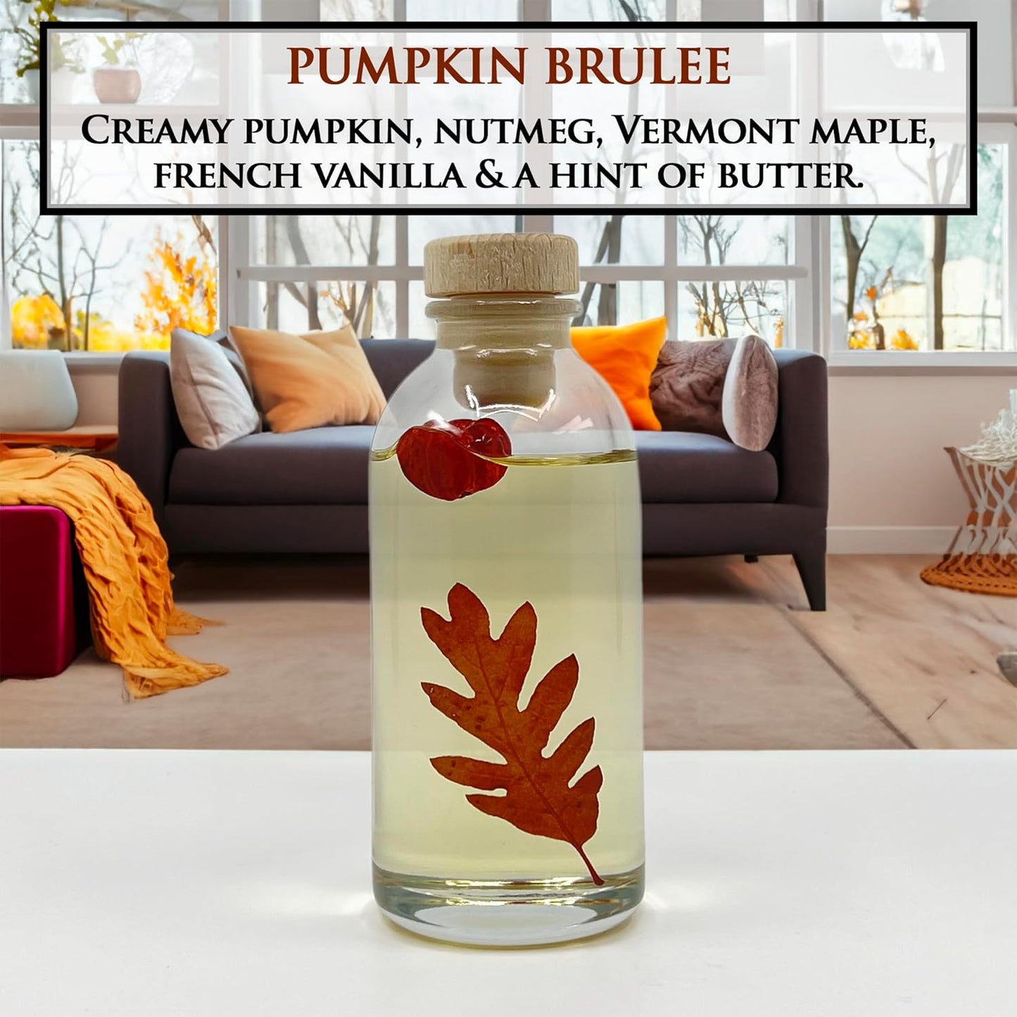 Urban Naturals Pumpkin Brulee Scented Sticks Reed Diffuser Oil Set | Fall & Winter Home Scent | Creamy Pumpkin Pie, Nutmeg & French Vanilla | Beautiful Autumn Home Decor | Great Gift Idea