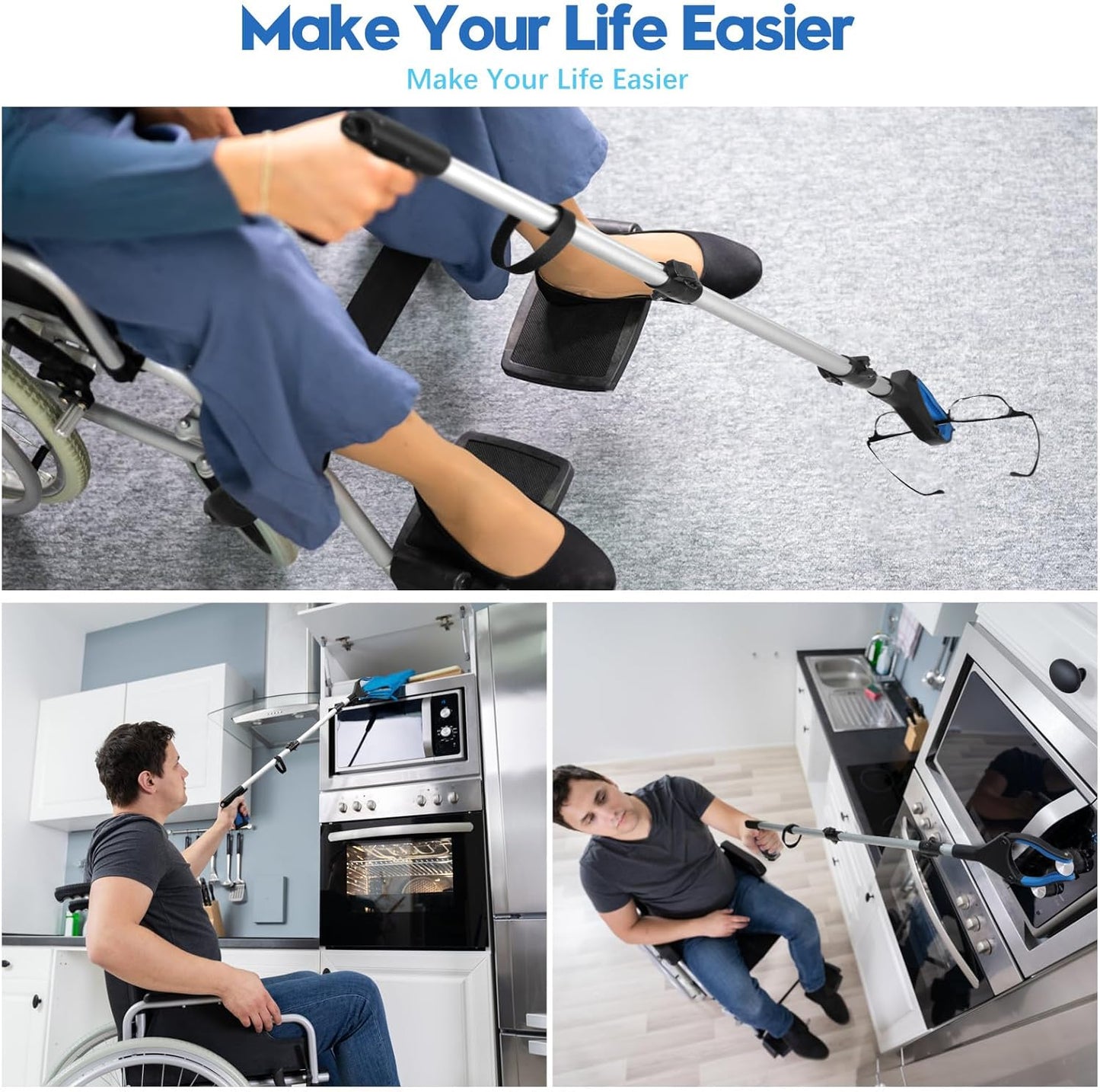 Upgraded 31 Inch Grabber Reacher Tool for Seniors, Trash Picker Upper- Anti Slip Wide Jaw, Stable Center of Gravity, Folds to 12.8 Inch Easy Storage Ideal for Trash Pickup & Surgery Recovery