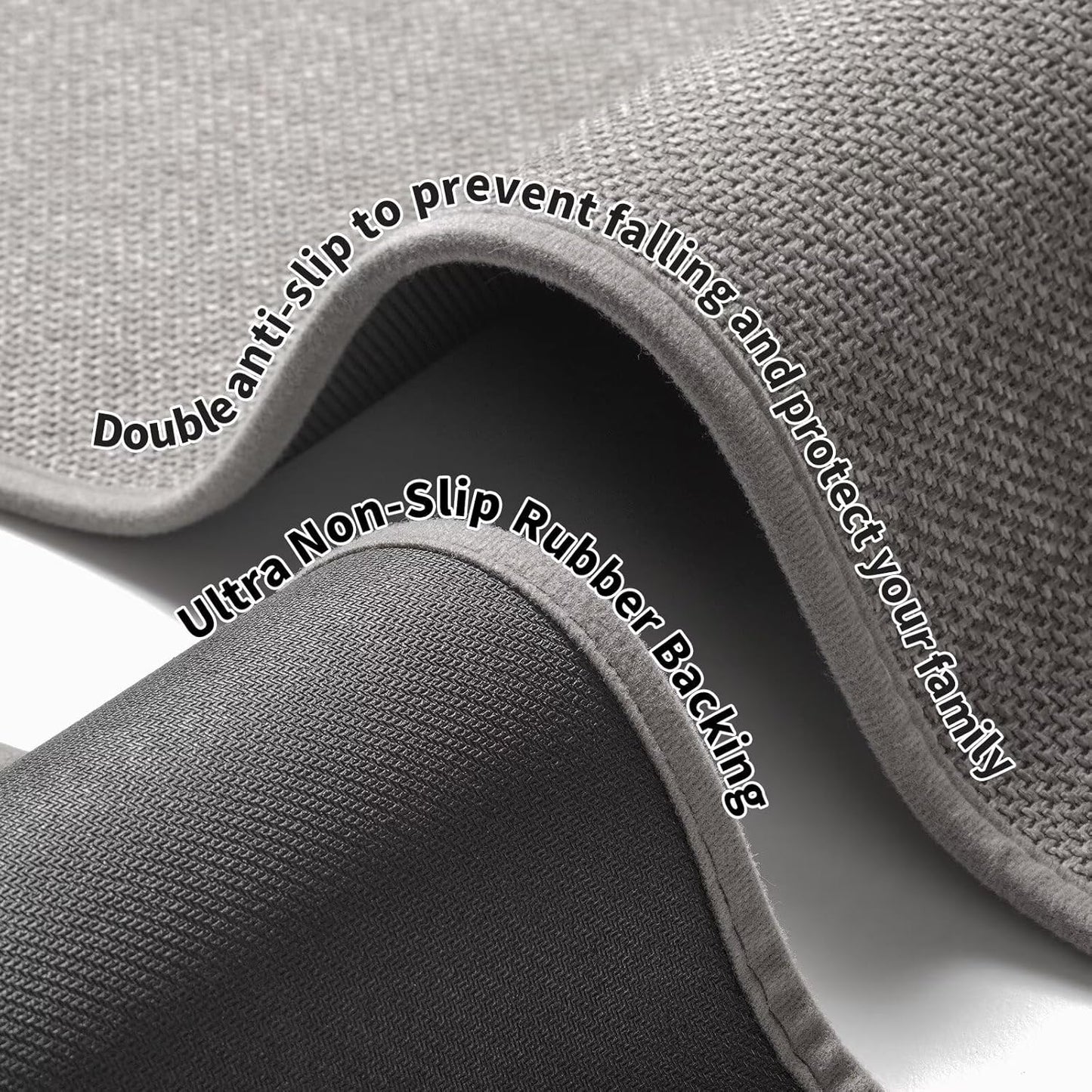 Non Slip Bath Mat Bathroom Rugs, Rubber Backing Braided Ultra Thin Bath Mats, Super Absorbent Quick Dry Bath Rug Shower Mat, Bathroom Floor Mat Fit Under Door, Machine Washable, Gray 16" x 24"