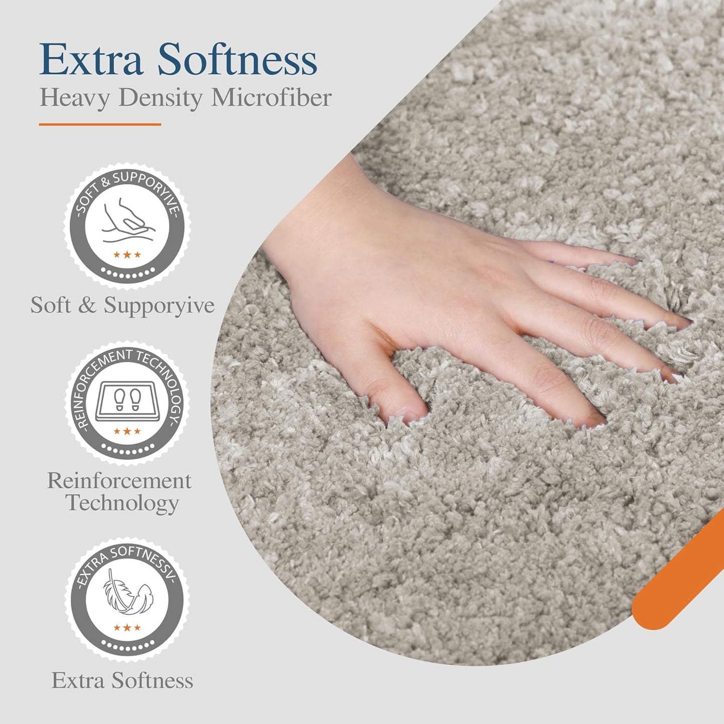 Walensee Non Slip Bath Mat - Soft Microfiber Shaggy Bath Mat (16 x 24, Light Tan) Water Absorbent Thick Plush Machine Washable Rug for Shower