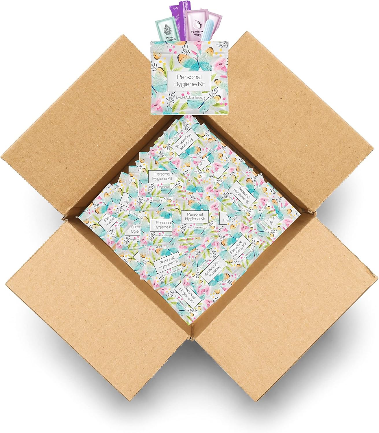 Butterfly Style Menstrual Kit All-in-One 100 Pack | Convenience on The Go | Period Kit Pack for Travelling, Tweens & Teenagers or just When You’re Out | Individually Wrapped Feminine Hygiene Product