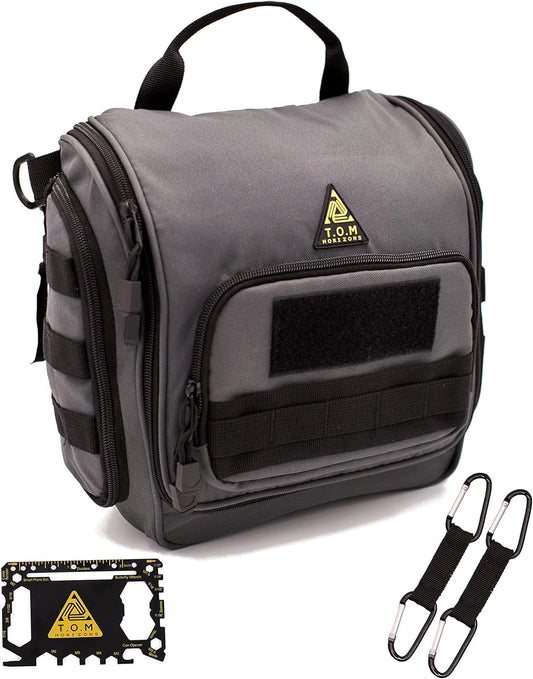 Tactical Toiletry Bag for Men. Extra Large, Water Resistant, Heavy Duty, Hanging, Multiple compartments and Storage Options, Dopp Kit for Toiletry Accessories