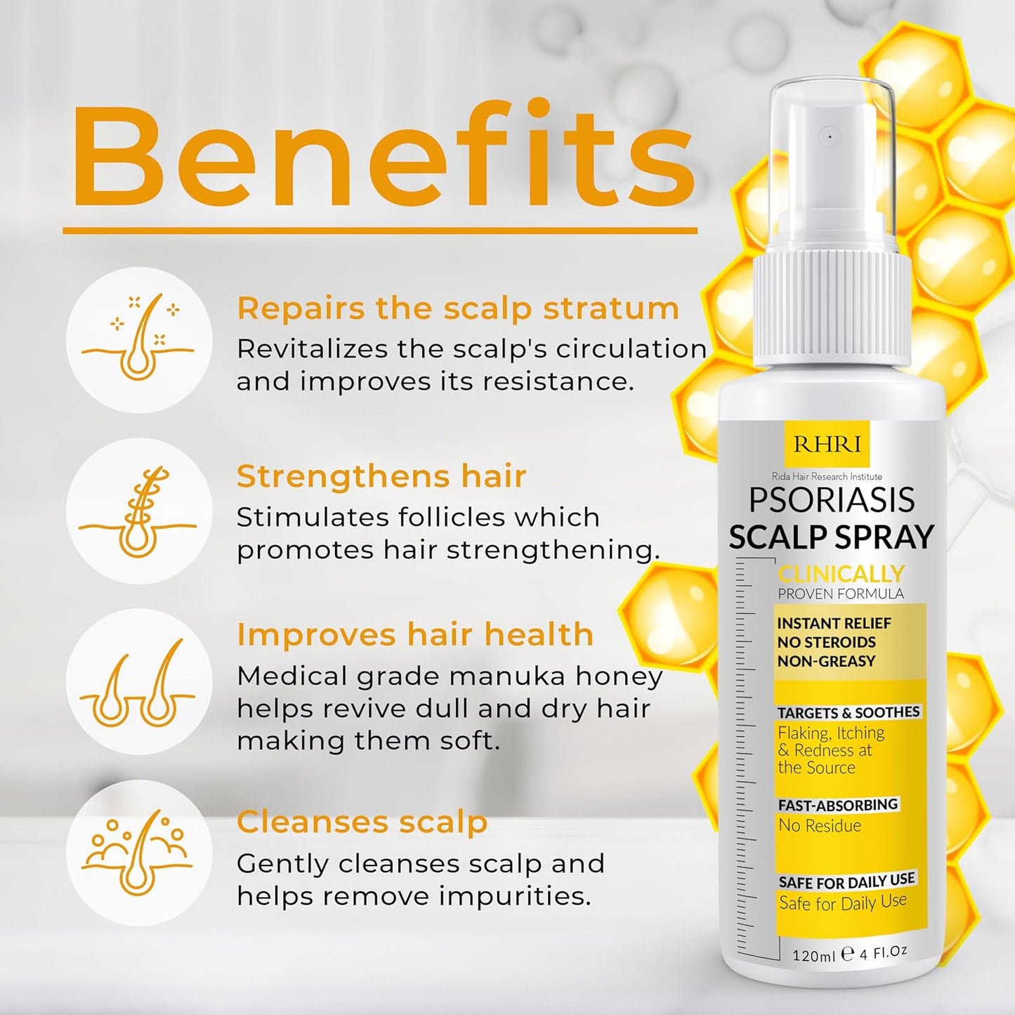 Psoriasis Scalp Spray | Psoriasis and Dandruff Treatment for Scalp Yeast Infections, Psoriasis Flare-Ups & Folliculitis | Antifungal Ringworm Itchy Scalp Spray for Psoriasis, Dryness
