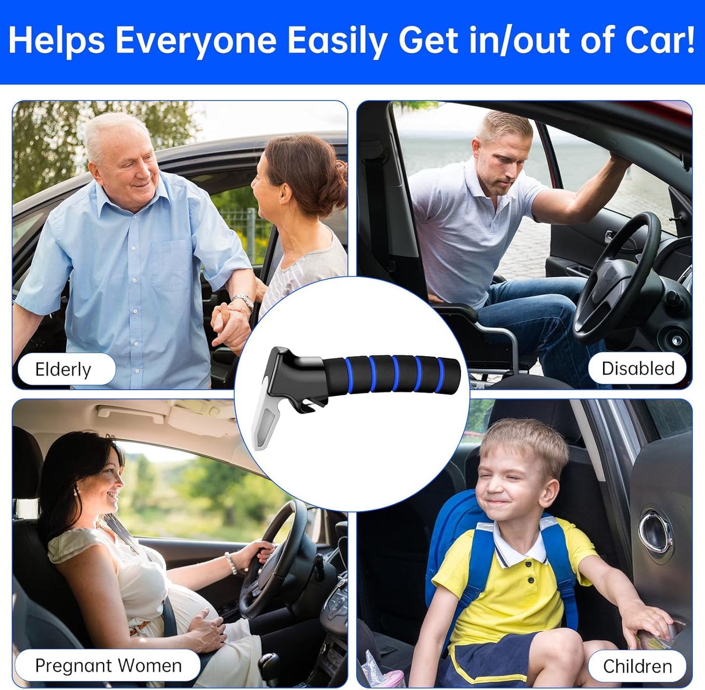 SYMYNELEC Car Door Handle for Elderly: Non-Slip Grip and Sturdy Assist Support - Fits Most Vehicles for Easy Getting in and Out of Car - Helpful for Seniors Handicapped Pregnant Women Children