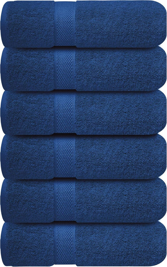 Infinitee Xclusives Hand Towels for Bathroom - Set of 6 (16x28 inches) 600 GSM, 100% Cotton Ultra Soft, Quick Drying, Hotel Quality Hand Towel Set (Tranquil Navy)