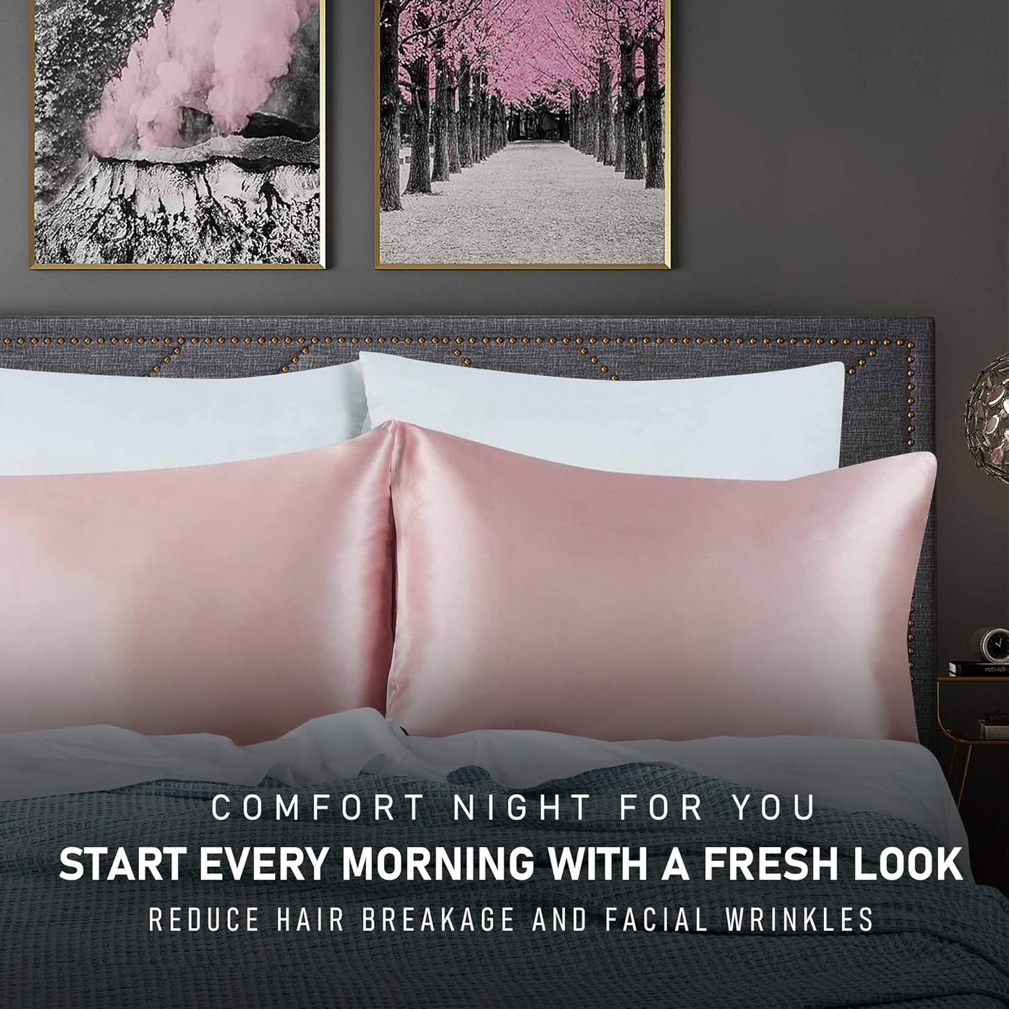 Tyfitb Satin Pillowcase for Hair and Skin, Coral Pillowcases Set of 2, Cooling Pillow Cases Standard Size(20×26 Inches), Soft Luxury Satin Pillowcase with Envelope Closure