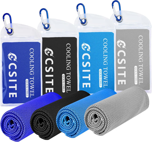 Cooling Towels for Neck and Face - 4 Pack 47x12 Inch Ice Cold Microfiber Towels, Soft & Breathable Cooling Towel for Hot Weather, Sports, Yoga, Workout, Running, Golf, Camping